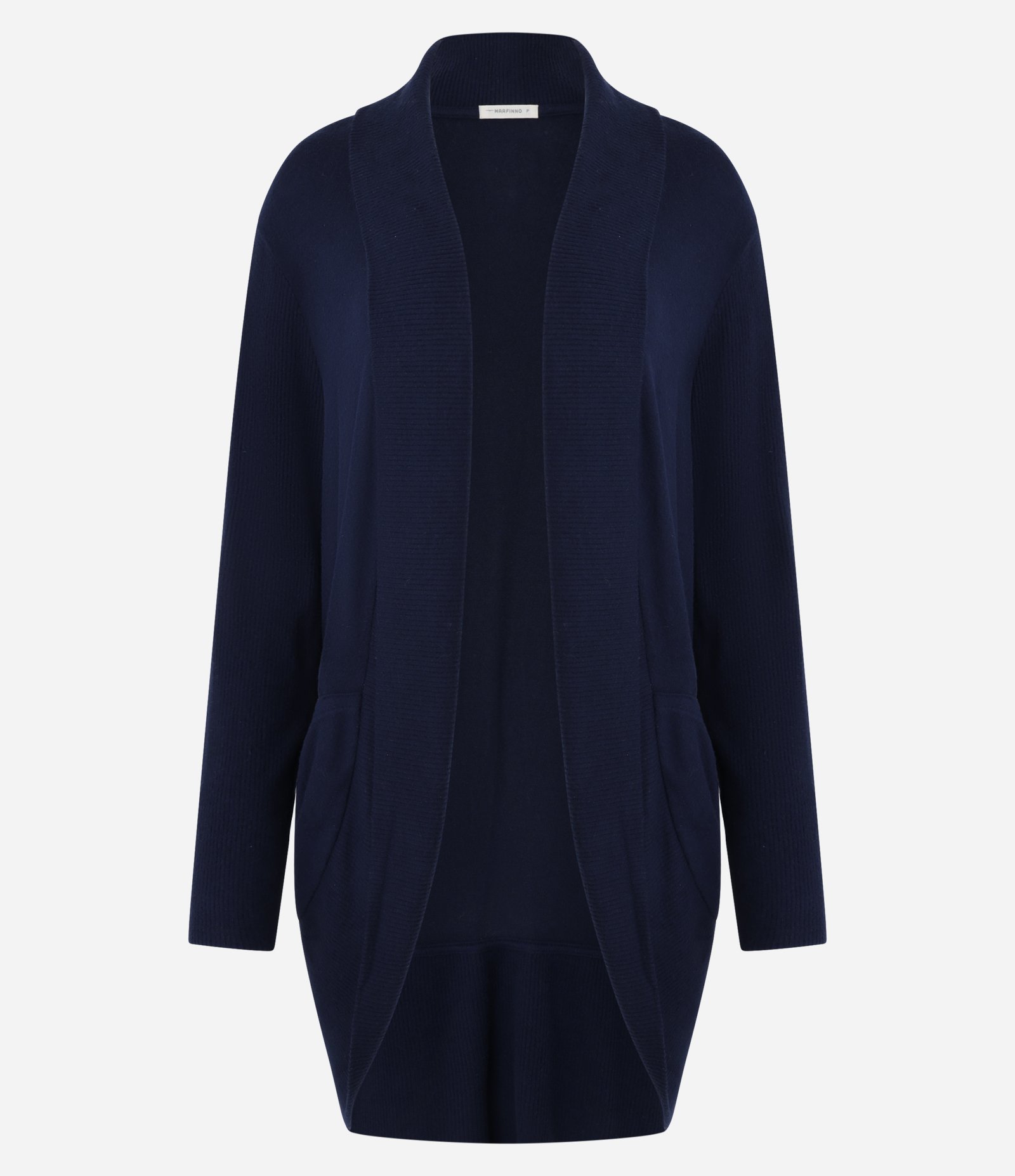 Cardigan Básico Longo em Tricô com Abertura Total Azul Marinho 6