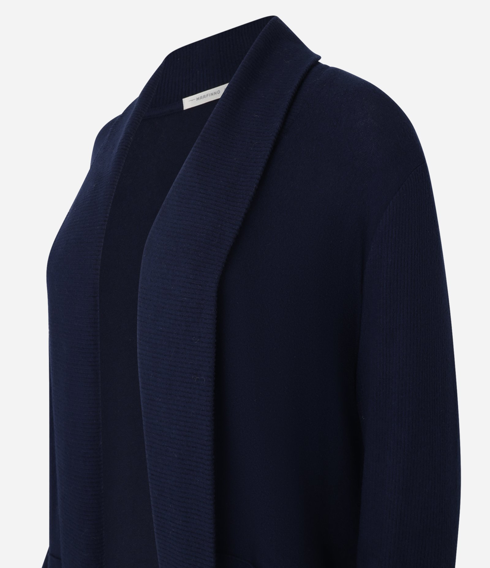 Cardigan Básico Longo em Tricô com Abertura Total Azul Marinho 7