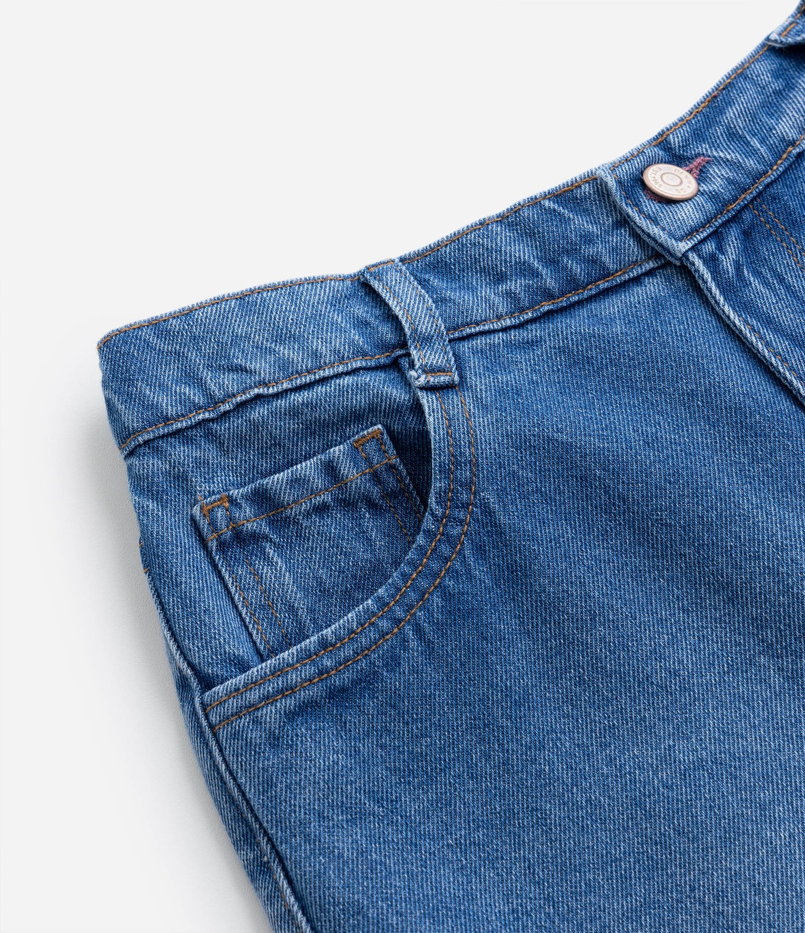 Calça Wide Leg Infantil em Jeans com Bolsinhos - Tam 5 a 14 Anos Azul 5