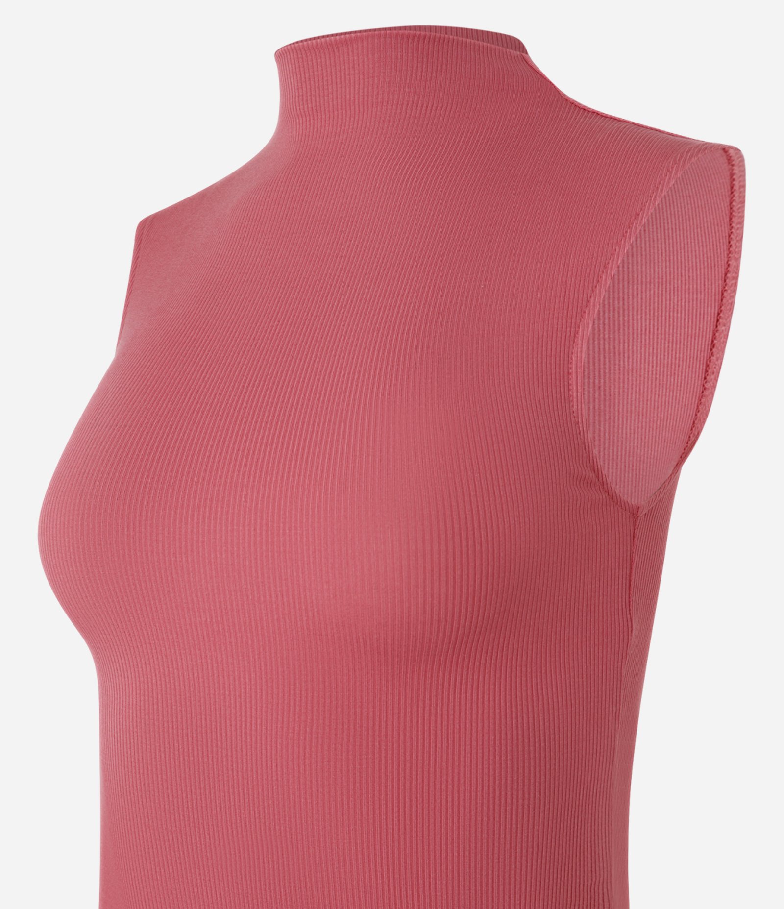 Blusa Sem Manga em Viscose com Gola Alta e Textura Canelada Rosa 6