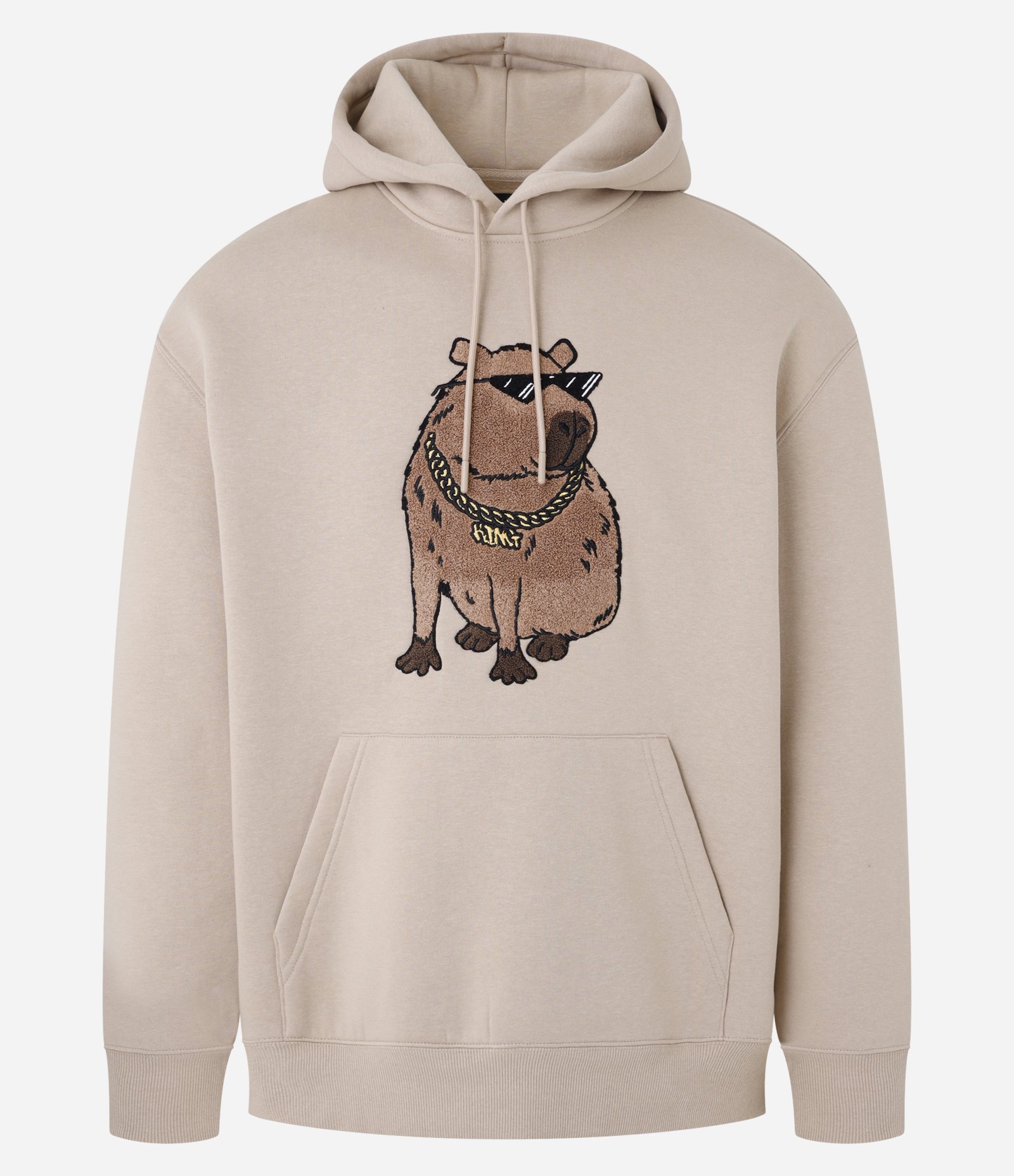 Casaco Comfort em Moletom com Estampa Capivara de Óculos Bege 5