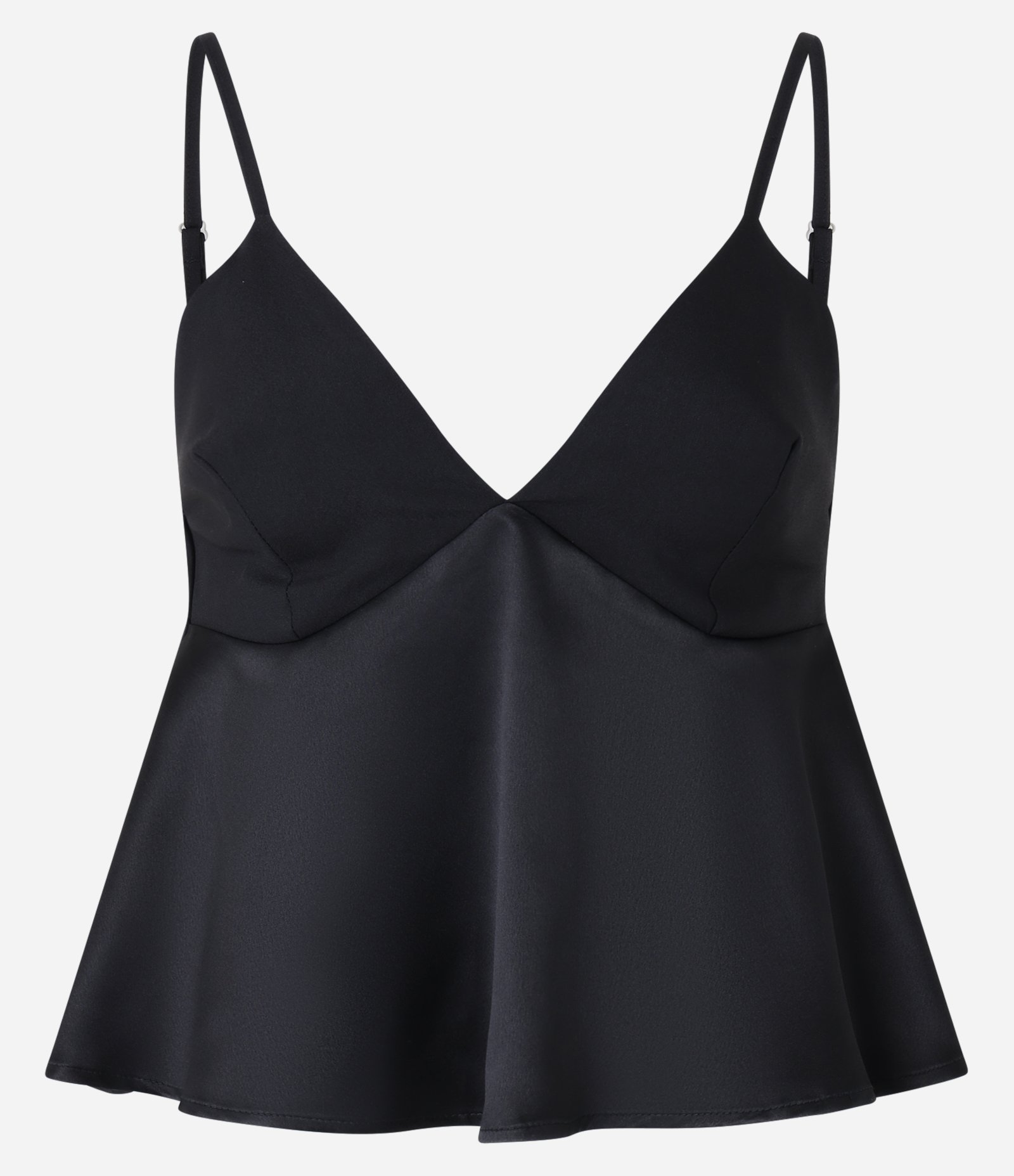 Blusa Godê Acetinada com Alcinhas Finas Preto 5