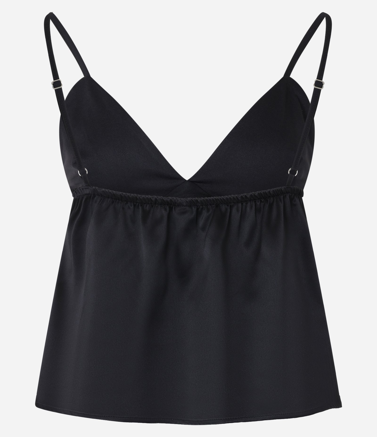 Blusa Godê Acetinada com Alcinhas Finas Preto 6