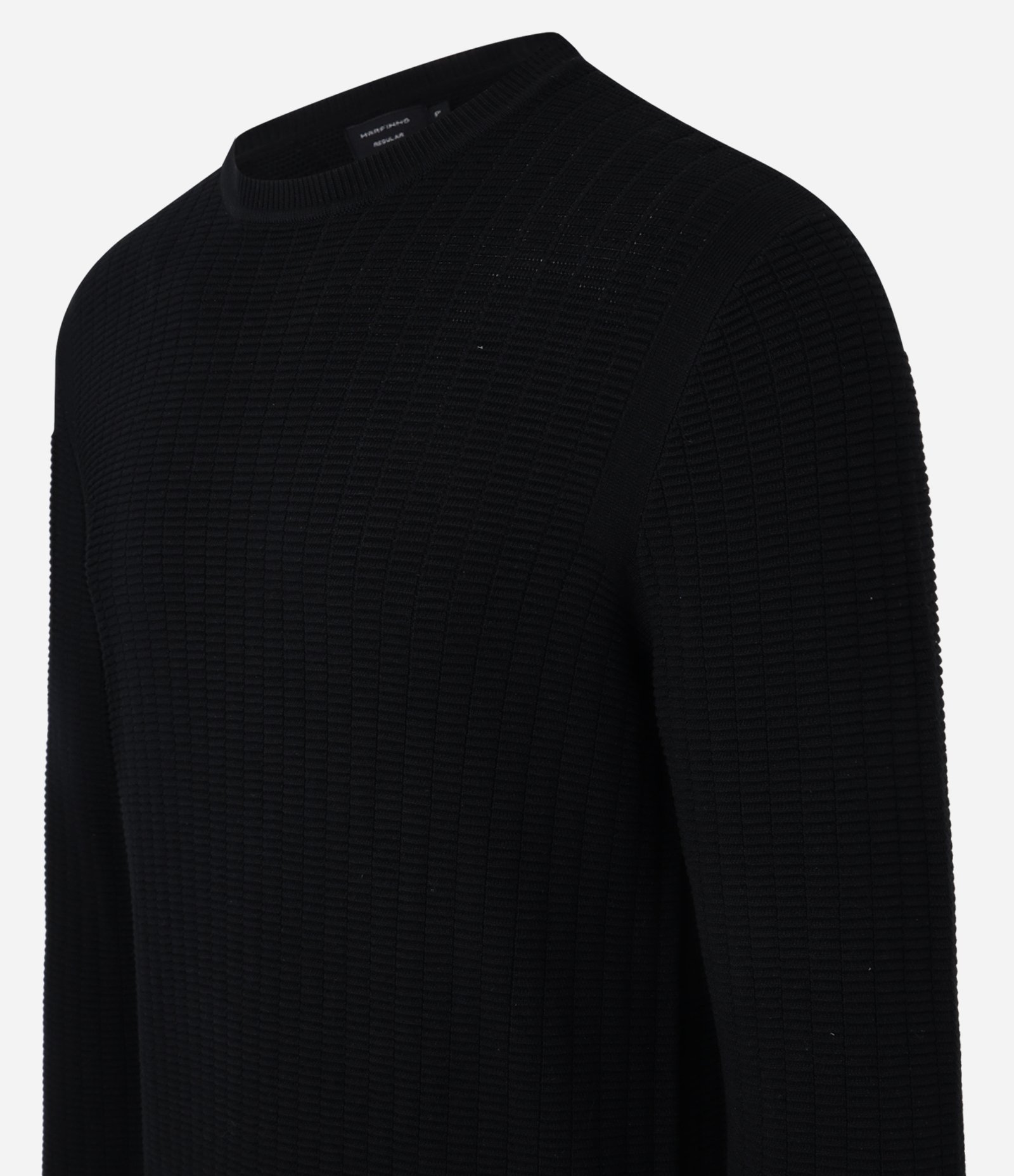 Suéter em Malha com Textura Xadrez Grid Preto 8