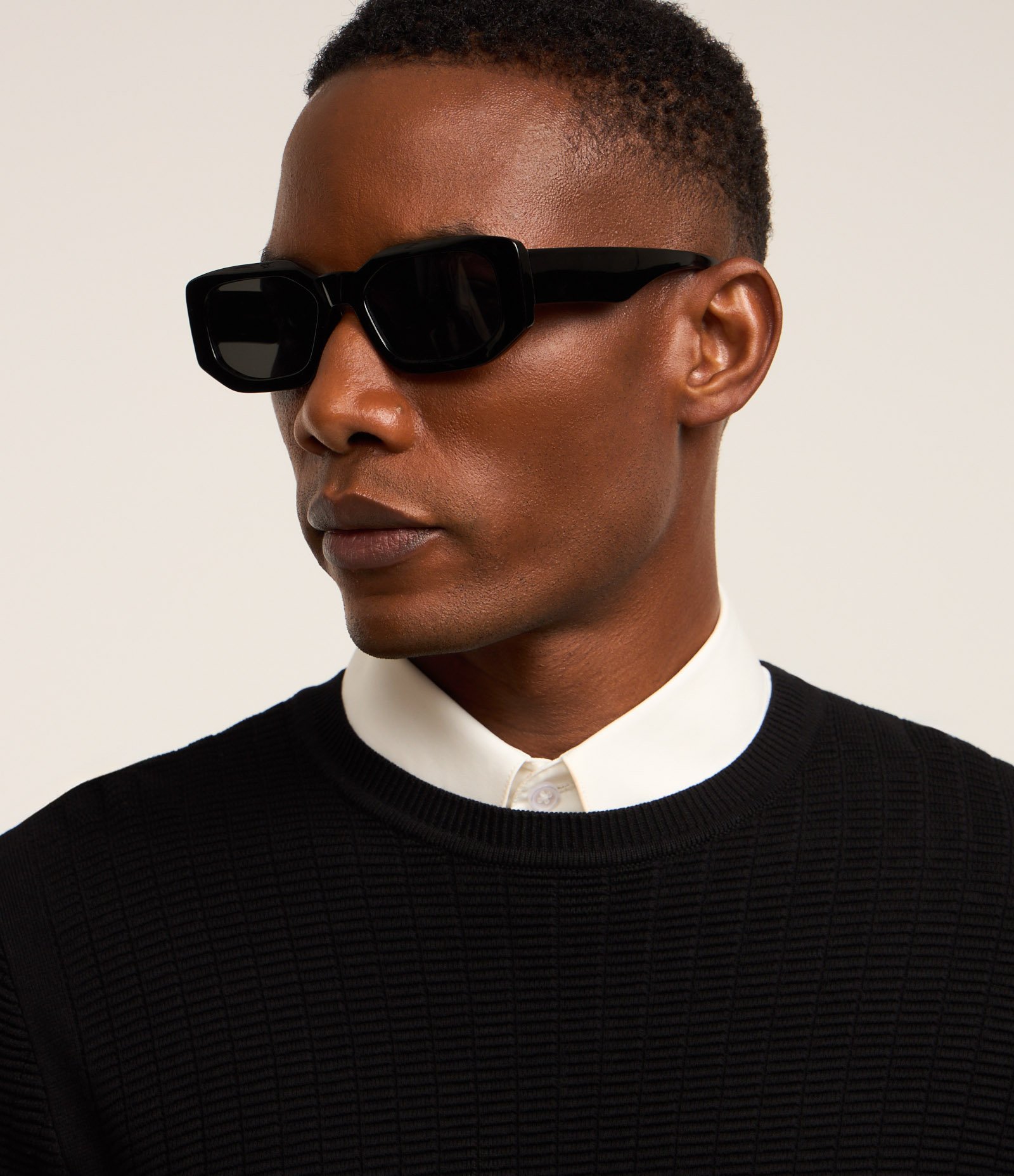 Suéter em Malha com Textura Xadrez Grid Preto 6