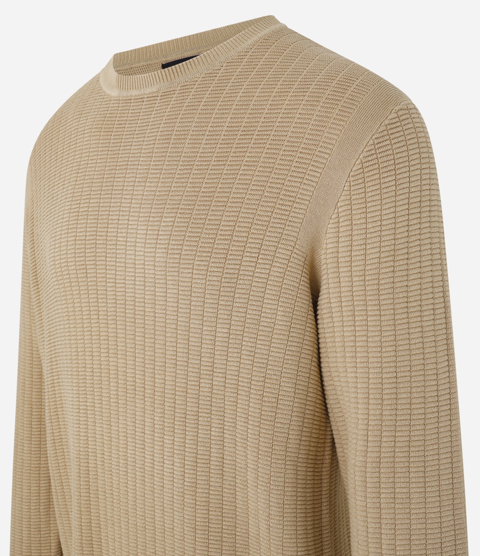 Suéter em Malha com Textura Xadrez Grid Marrom 10