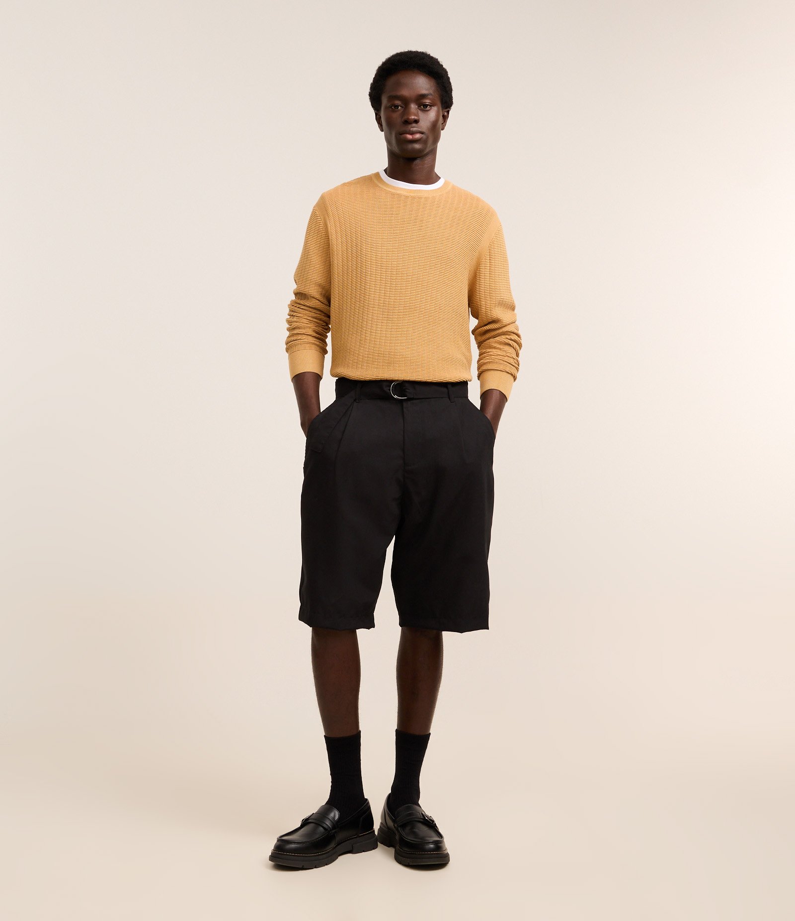 Suéter em Malha com Textura Xadrez Grid Marrom 2