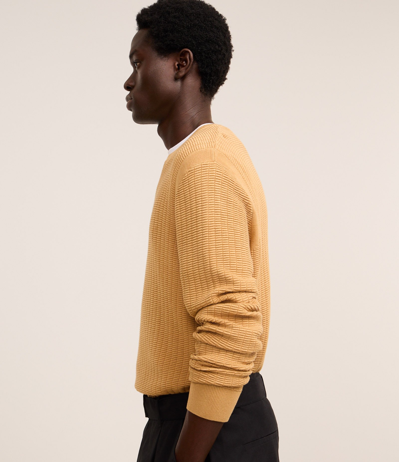 Suéter em Malha com Textura Xadrez Grid Marrom 7