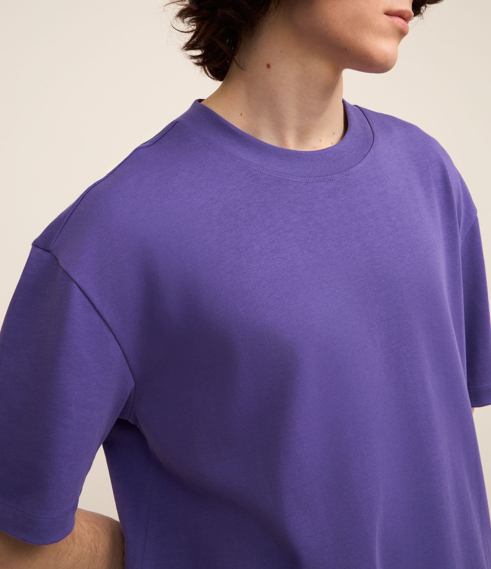 Camiseta Relaxed em Algodão com Efeito Pesado Roxo 3