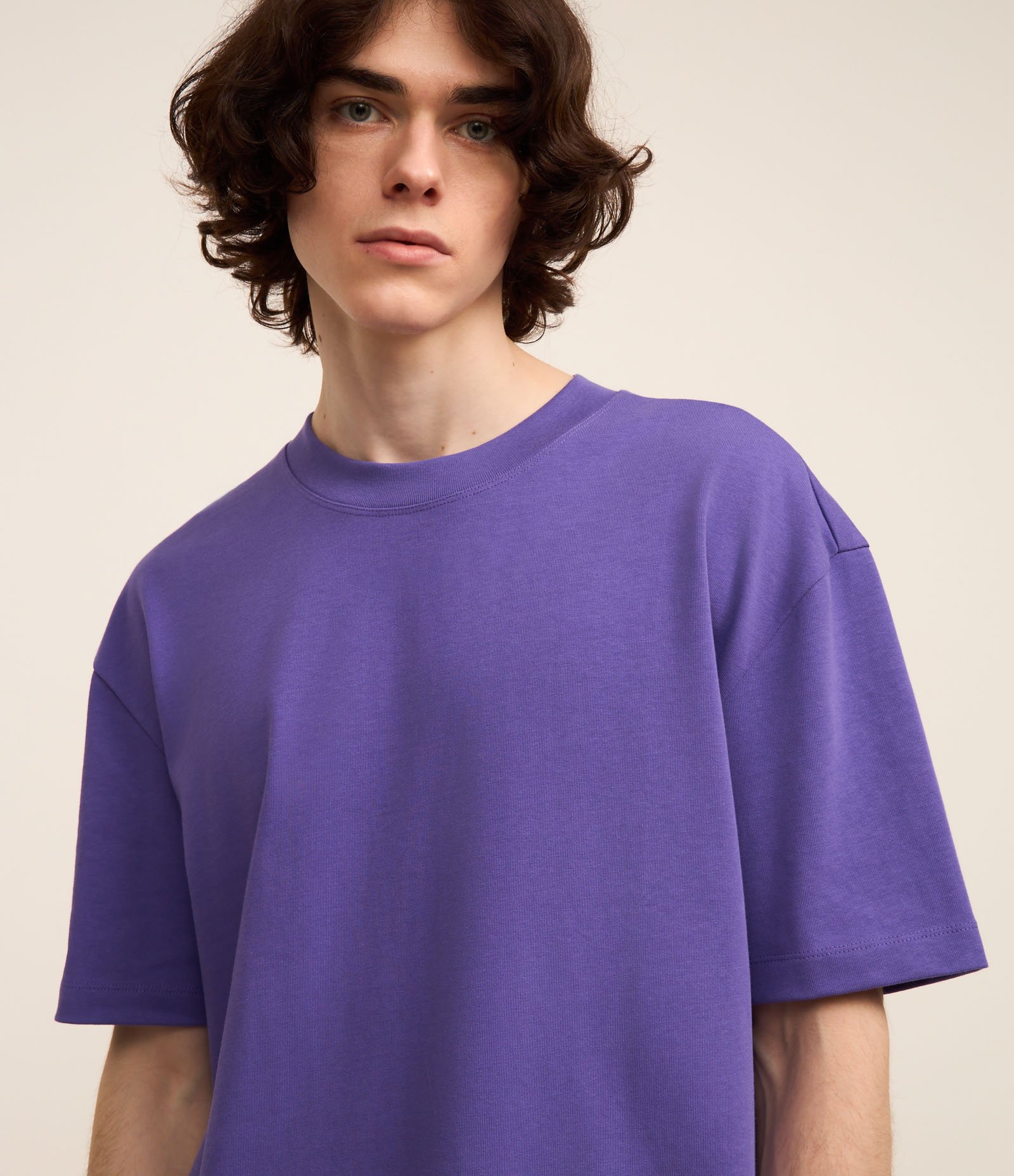 Camiseta Relaxed em Algodão com Efeito Pesado Roxo 4