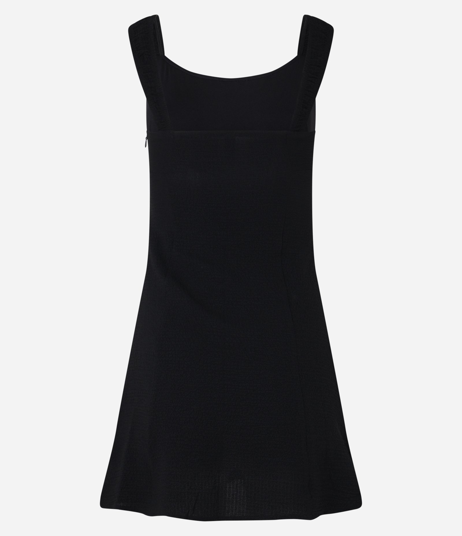 Vestido Curto em Crepe Enrugadinho e Zíper Lateral Preto 6