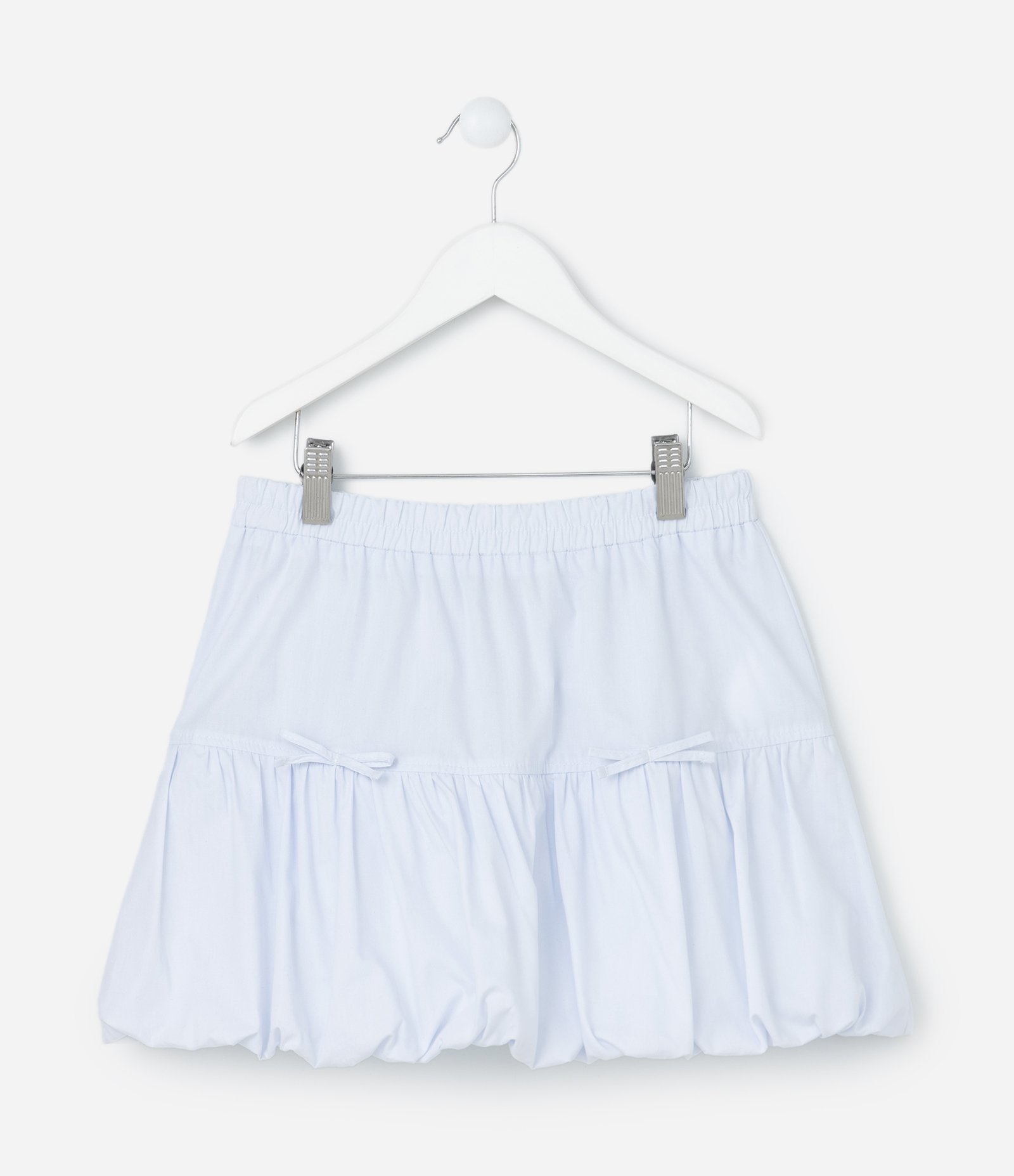 Saia Balonê Infantil em Tricoline - Tam 5 a 14 Anos Branco Neve 1