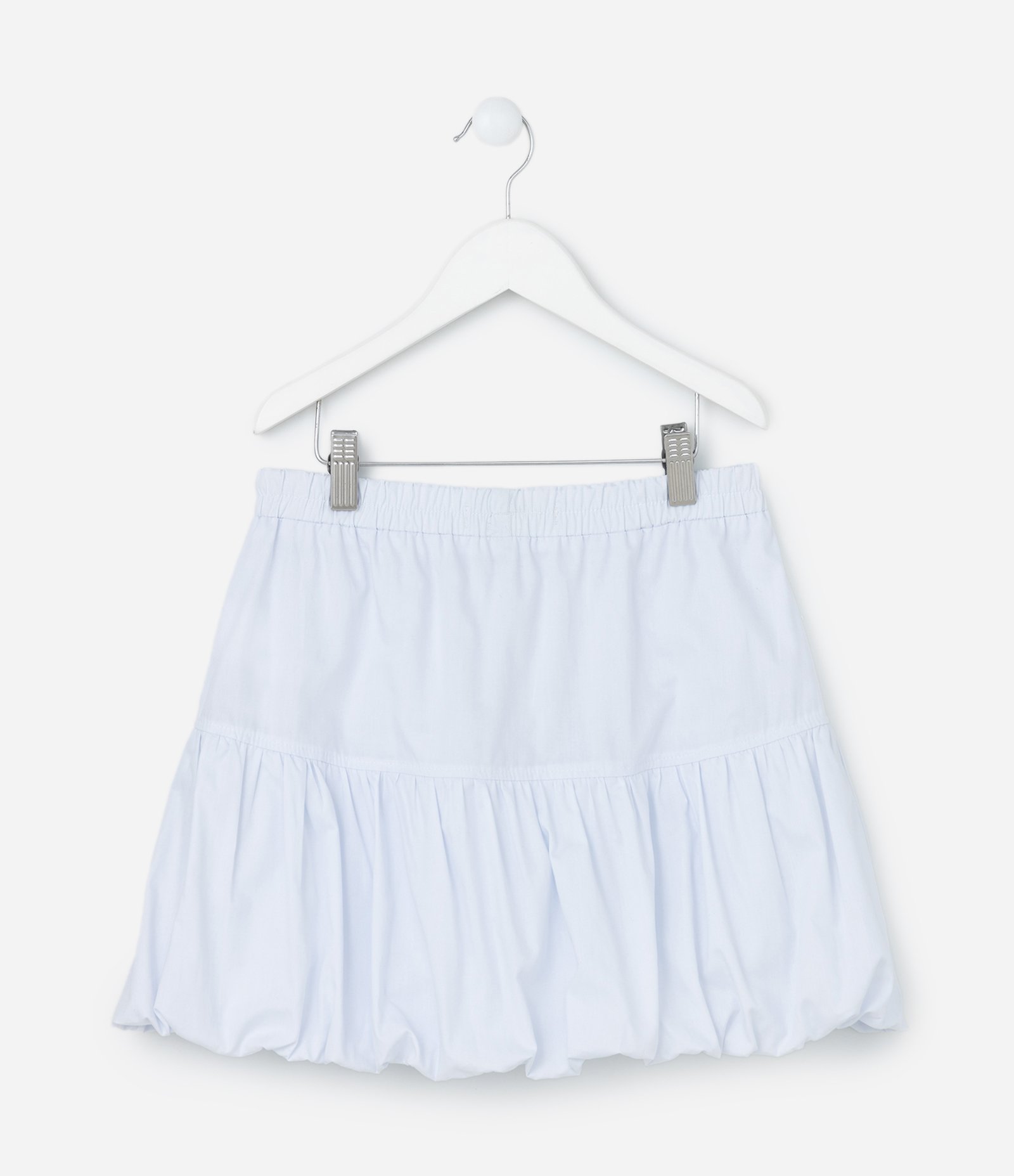 Saia Balonê Infantil em Tricoline - Tam 5 a 14 Anos Branco Neve 2