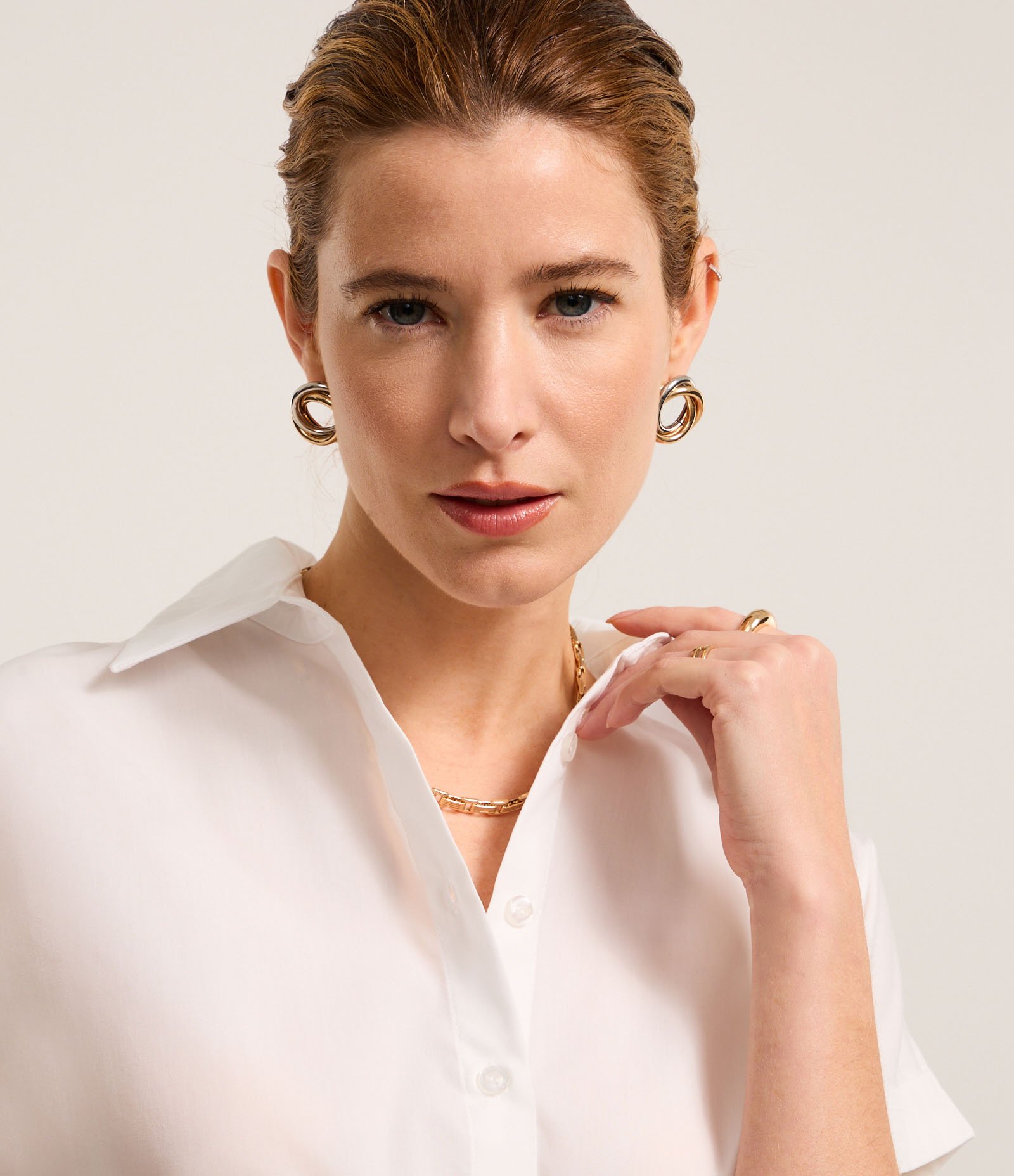 Camisa em Tricoline com Amarração e Manga Dobrada Branco 4