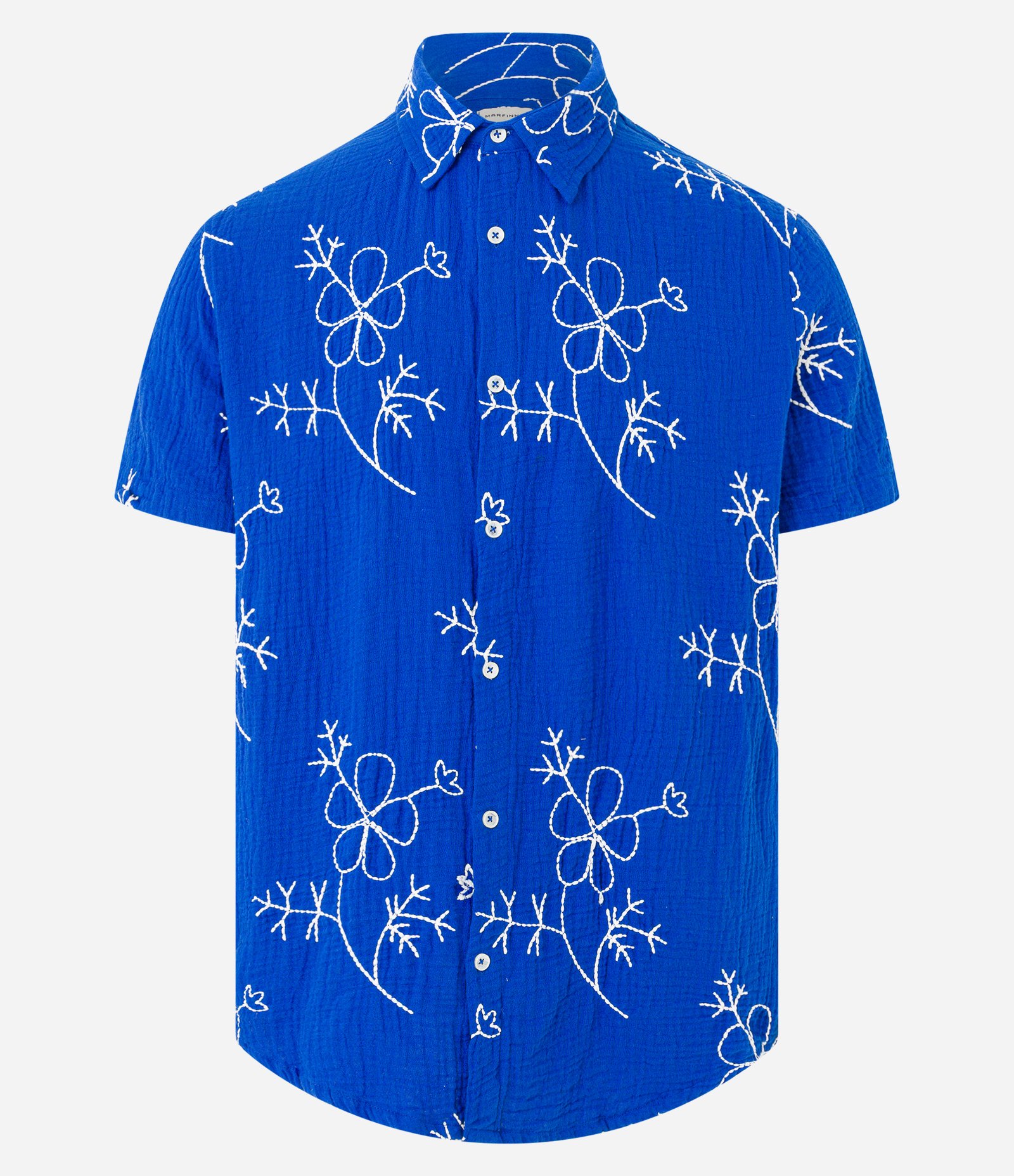 Camisa em Algodão com Bordado Floral Azul 6