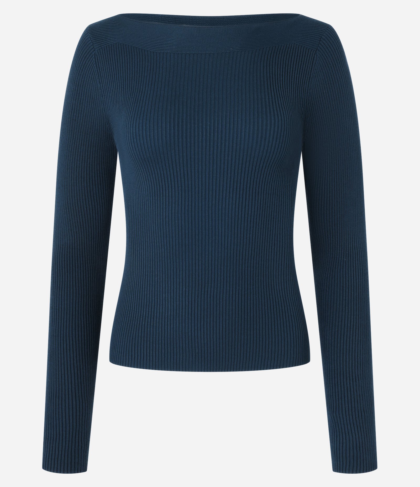 Blusa em Tricô com Gola Canoa e Textura Canelada Azul Petróleo 1