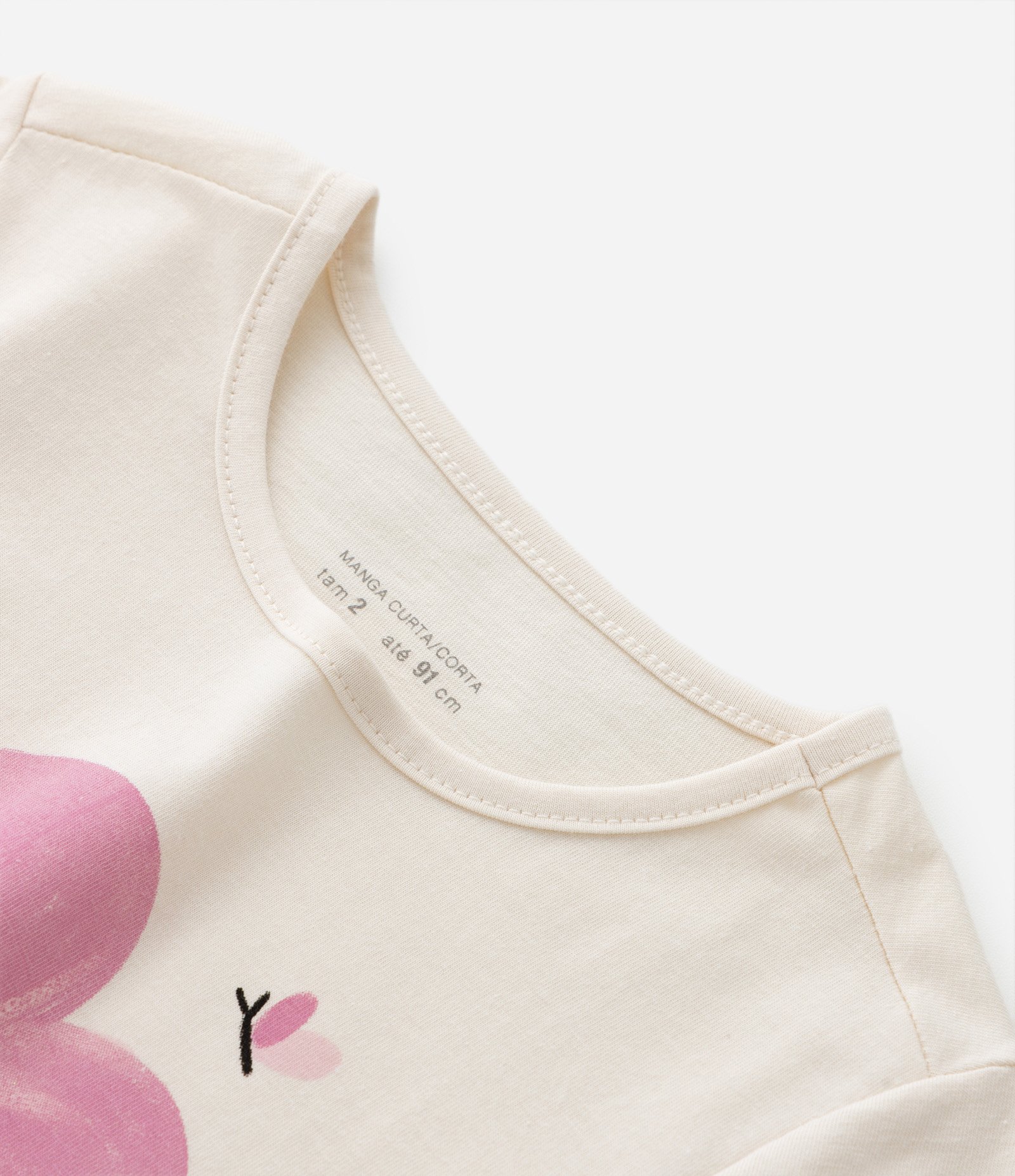 Blusa Infantil com Estampa Gatinho e Flor - Tam 1 a 5 Anos Bege 5