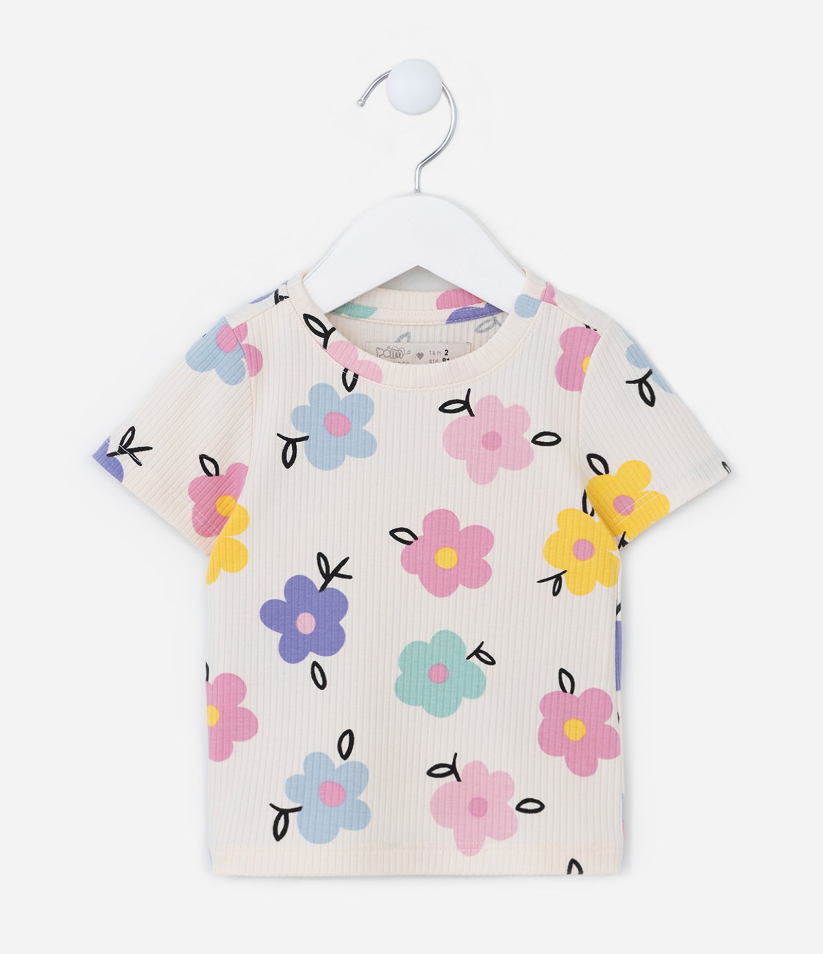 Blusa Infantil Canelada com Estampa Floral - Tam 1 a 5 Anos Multicores 1