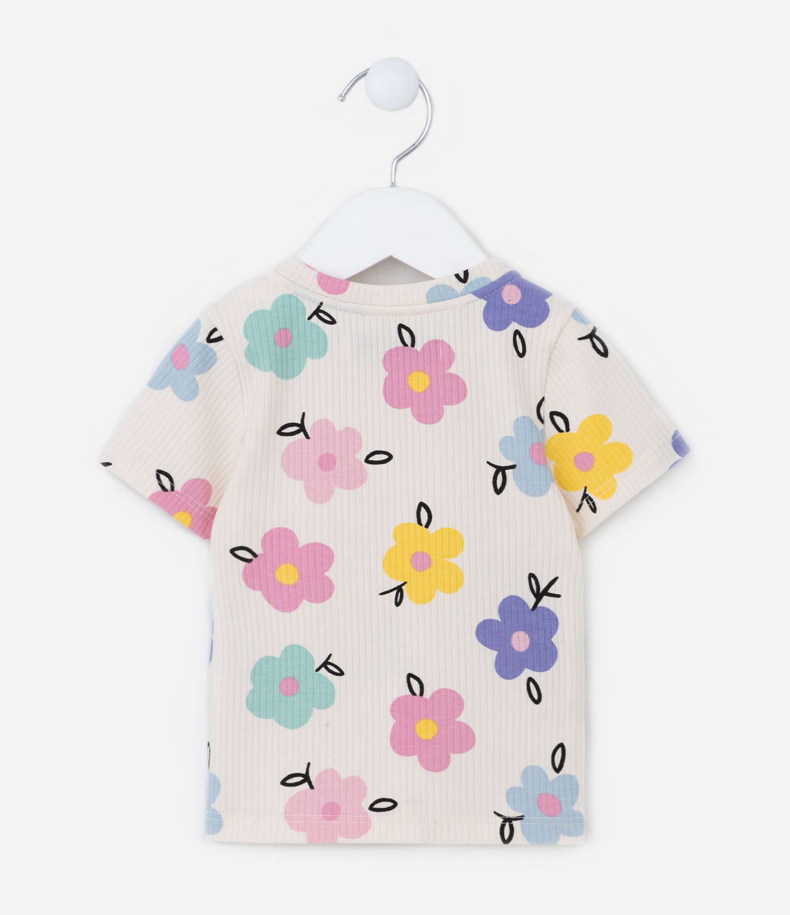 Blusa Infantil Canelada com Estampa Floral - Tam 1 a 5 Anos Multicores 2