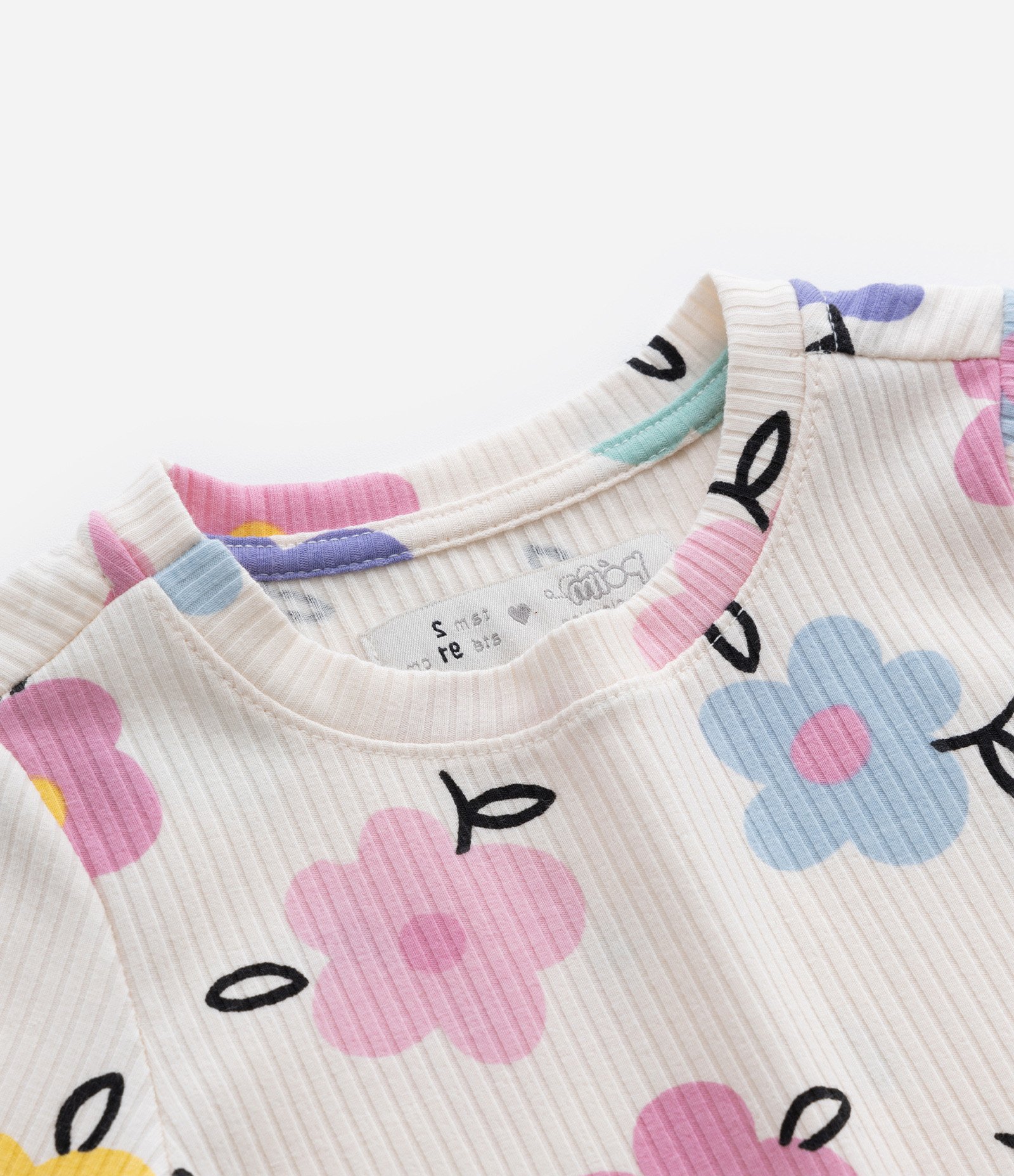 Blusa Infantil Canelada com Estampa Floral - Tam 1 a 5 Anos Multicores 4