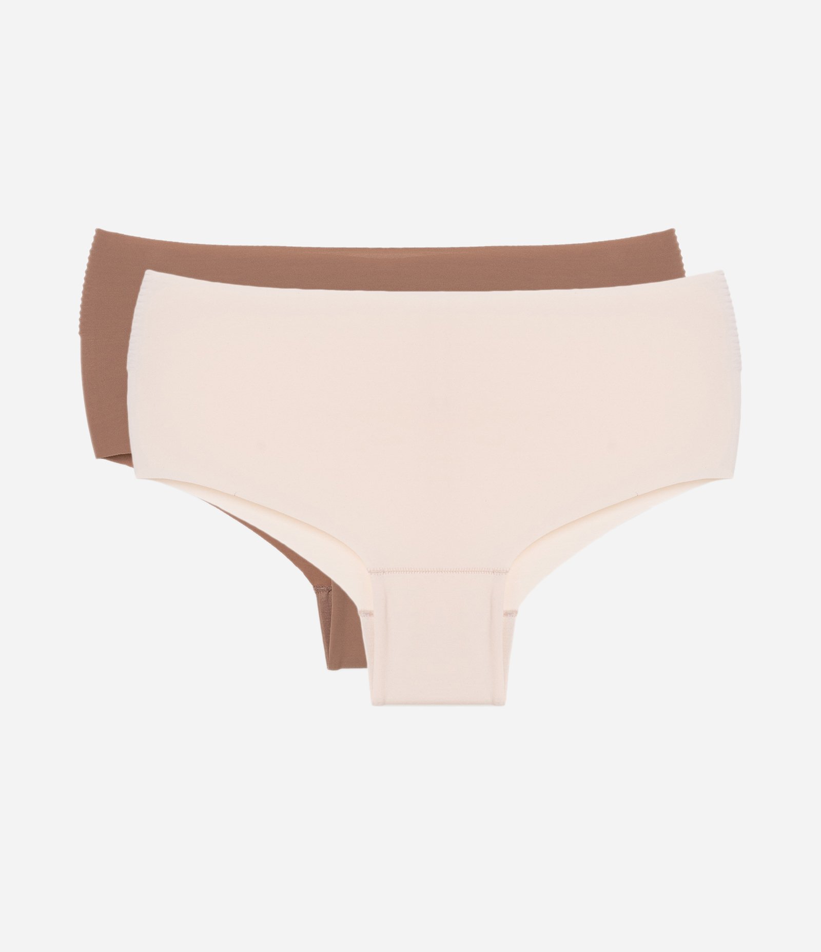 Kit 02 Calcinhas Alta em Microfibra com Corte a Fio Bege/Marrom 1