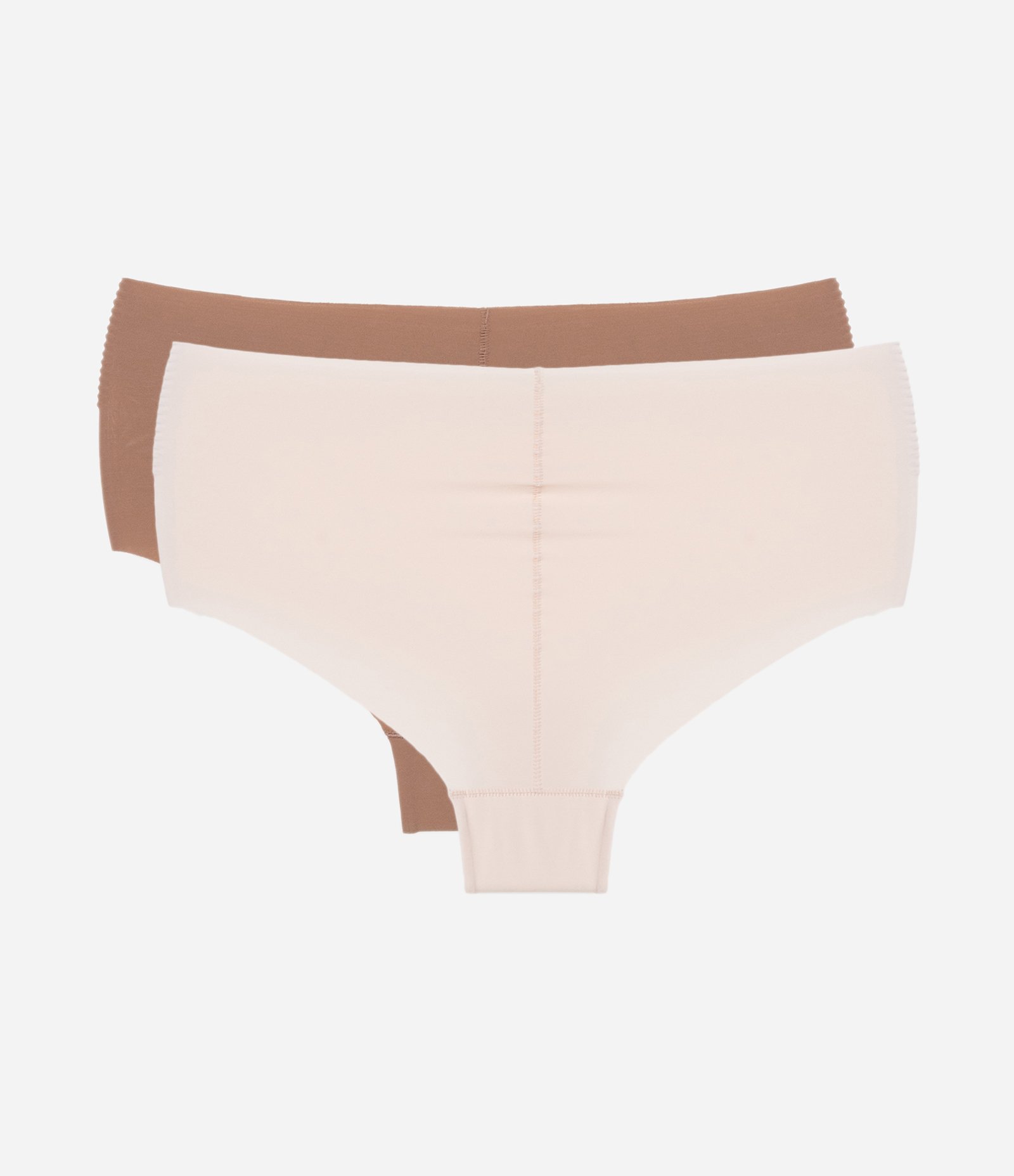 Kit 02 Calcinhas Alta em Microfibra com Corte a Fio Bege/Marrom 2