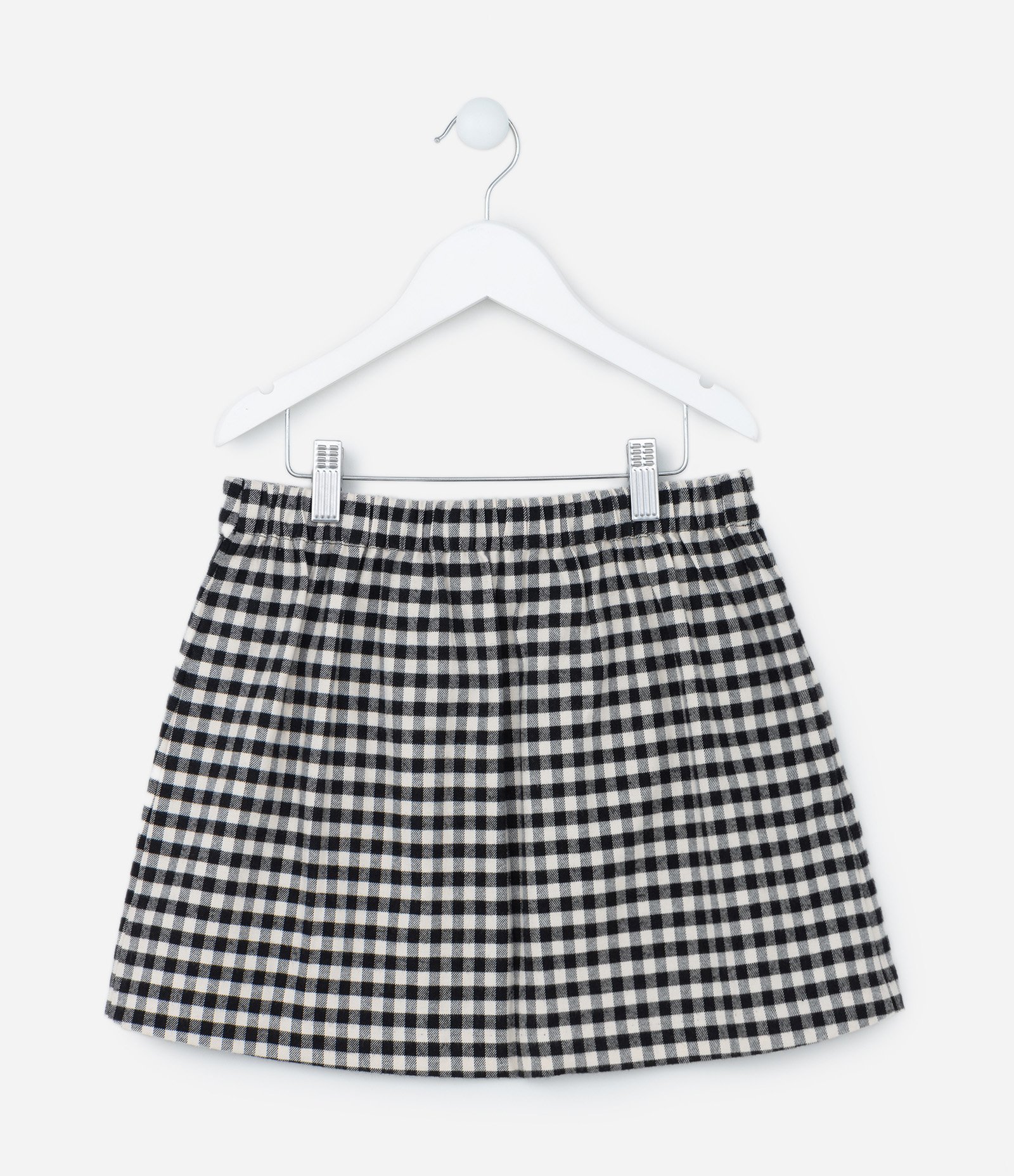 Saia Infantil com Pregas e Detalhe de Cinto - Tam 5 a 14 Anos Preto/Branco 2