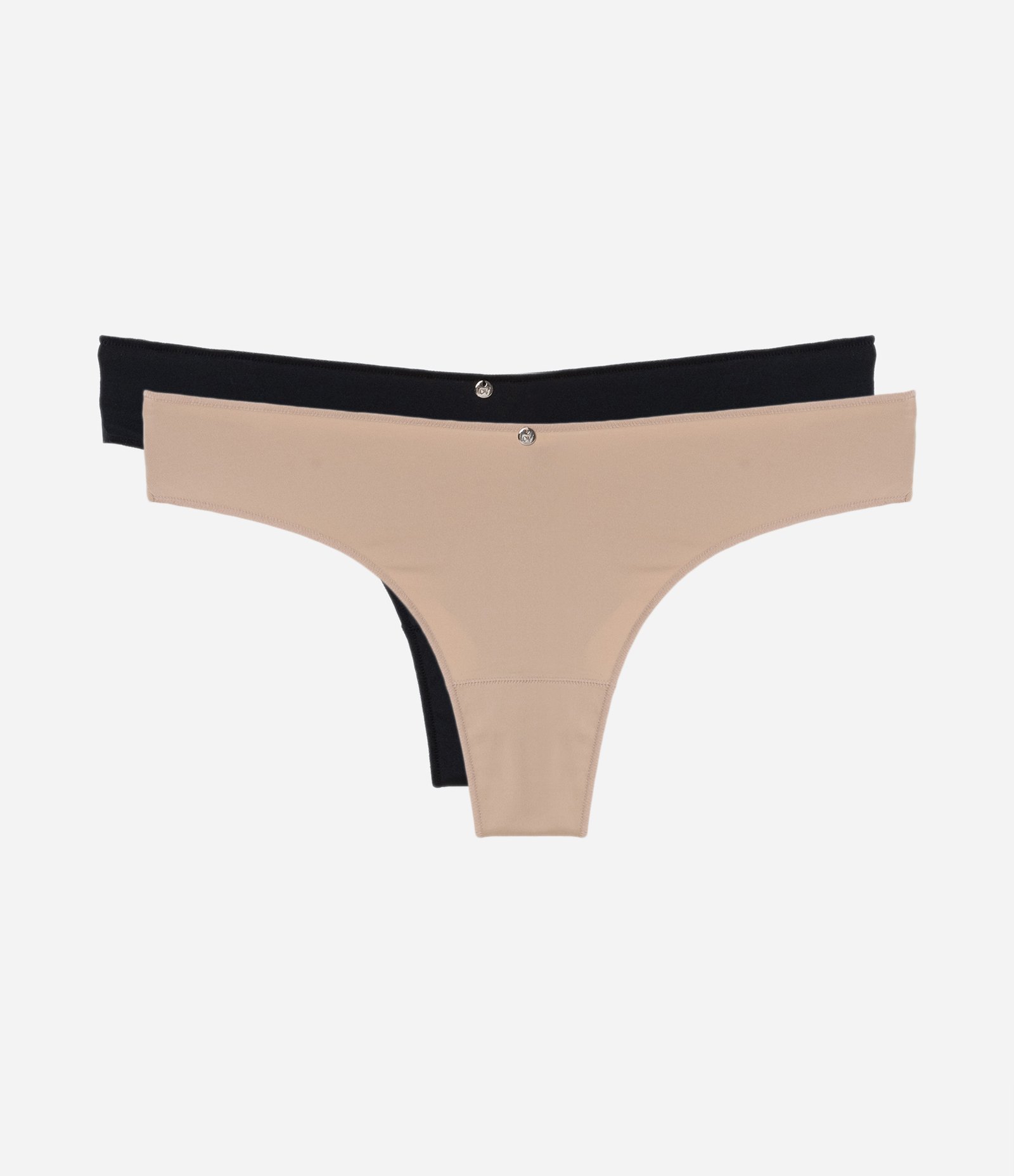 Kit 02 Calcinhas Biquíni em Microfibra com Fio Duplo Bege/Preto 1