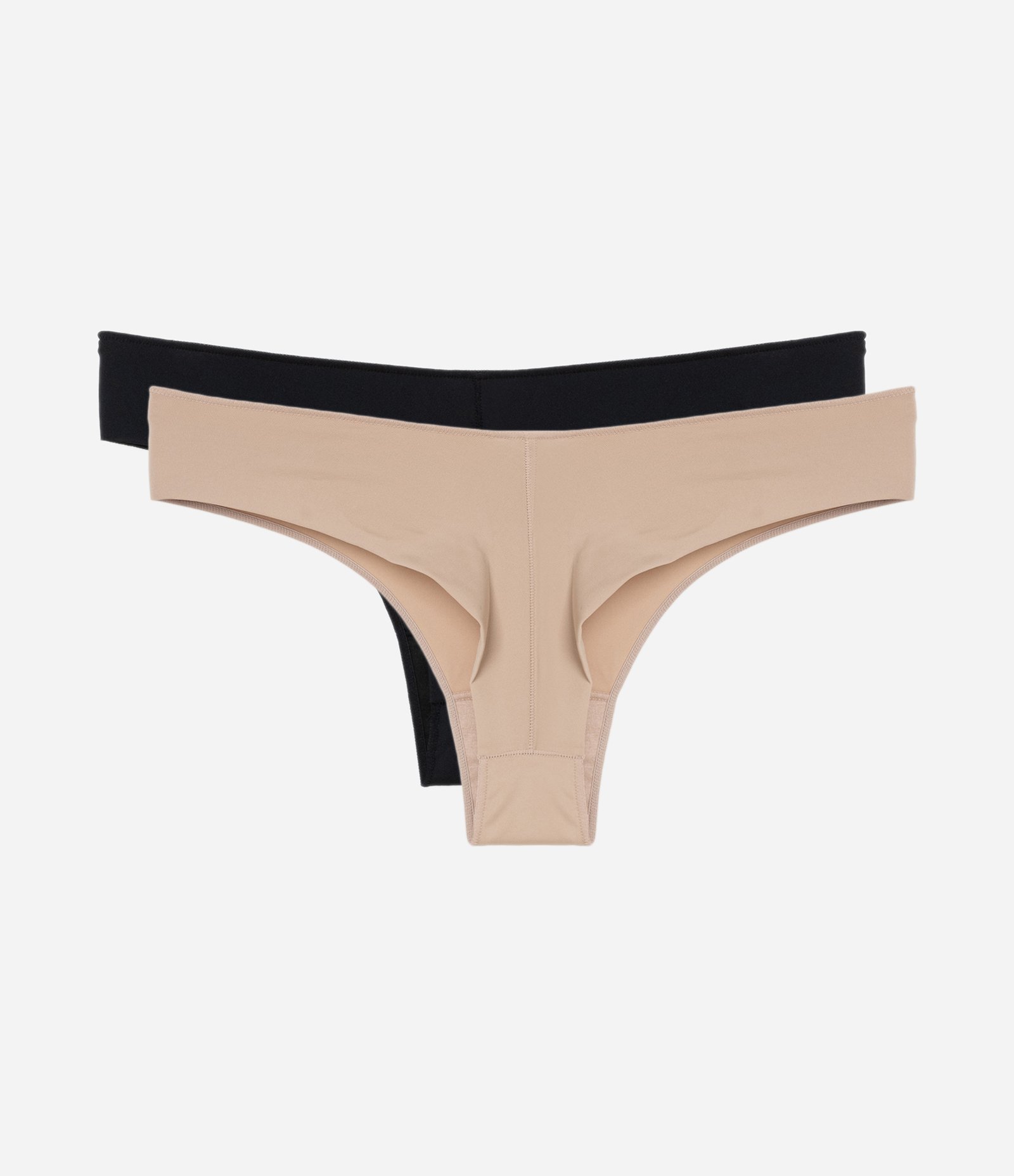 Kit 02 Calcinhas Biquíni em Microfibra com Fio Duplo Bege/Preto 2