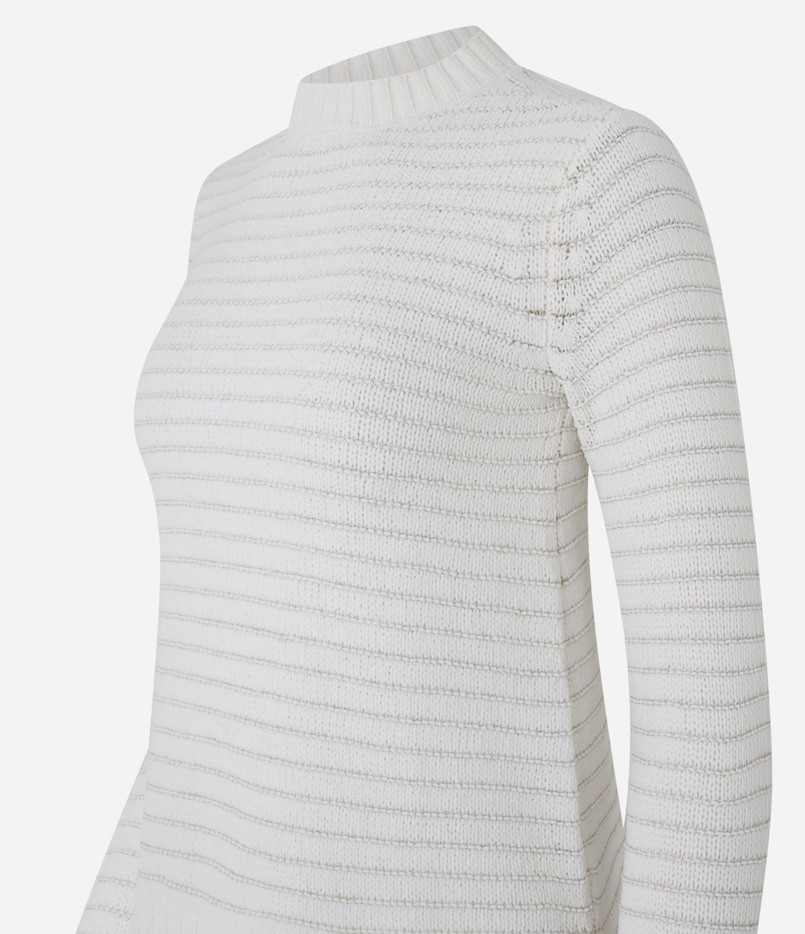 Suéter Slim em Chenille com Fenda Lateral e Fio Metalizado Branco 2