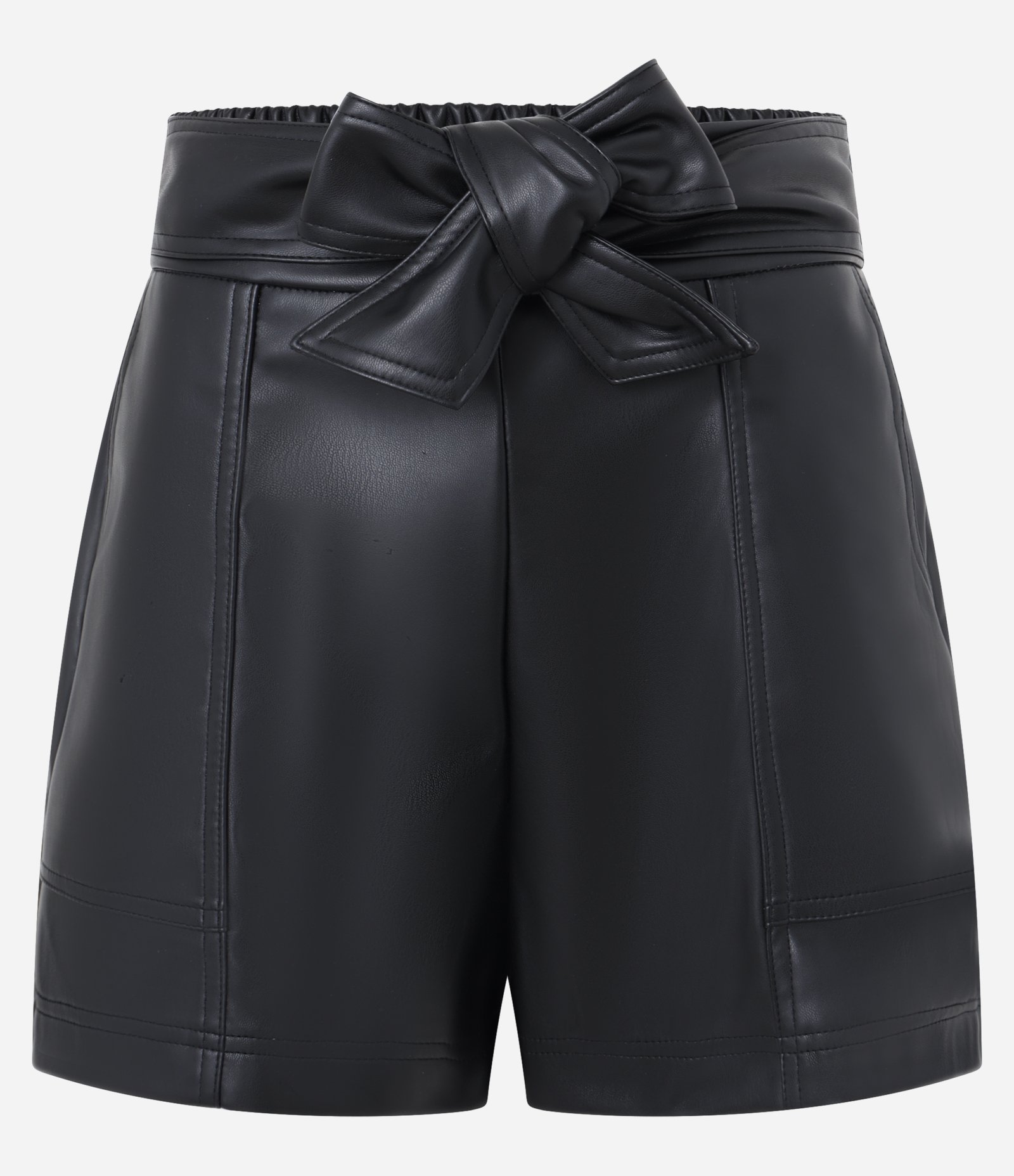 Short Curto em PU com Amarração Frontal Preto 5