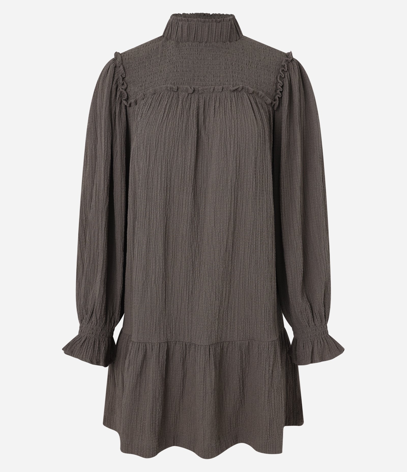 Vestido Curto em Viscose com Gola Alta e Lastex Verde 5