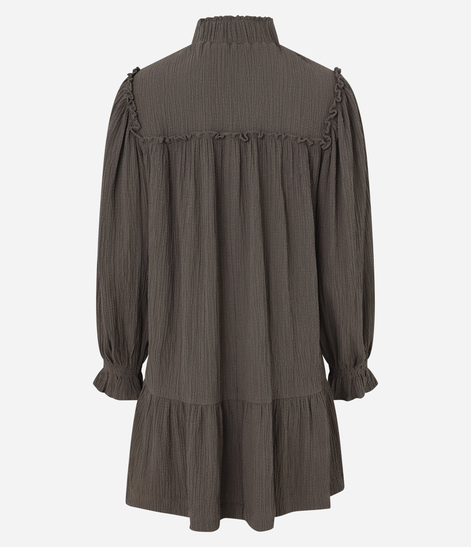 Vestido Curto em Viscose com Gola Alta e Lastex Verde 7