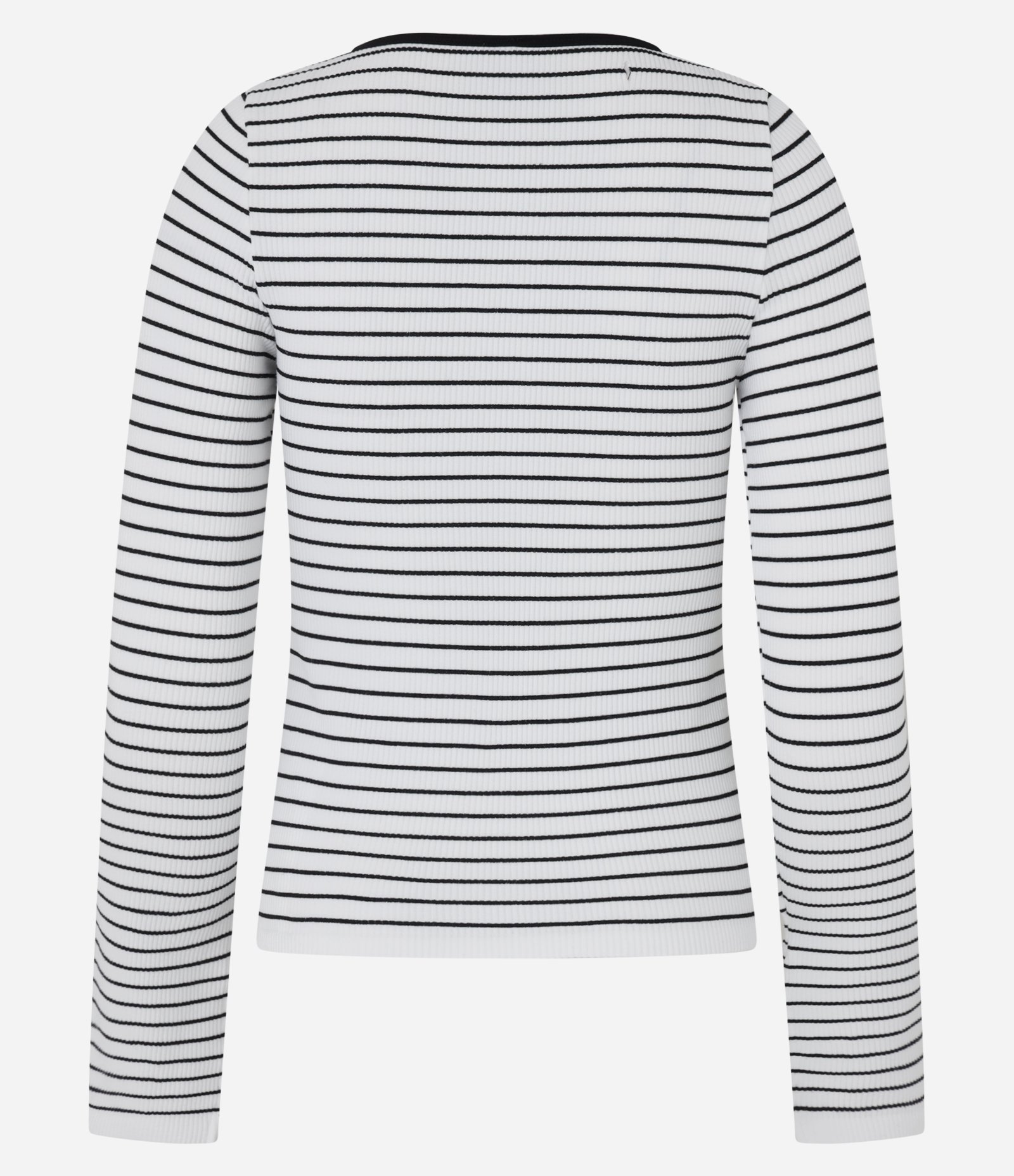 Blusa Texturizada e Listrada em Seamless com Fenda no Punho Branco/Preto 3