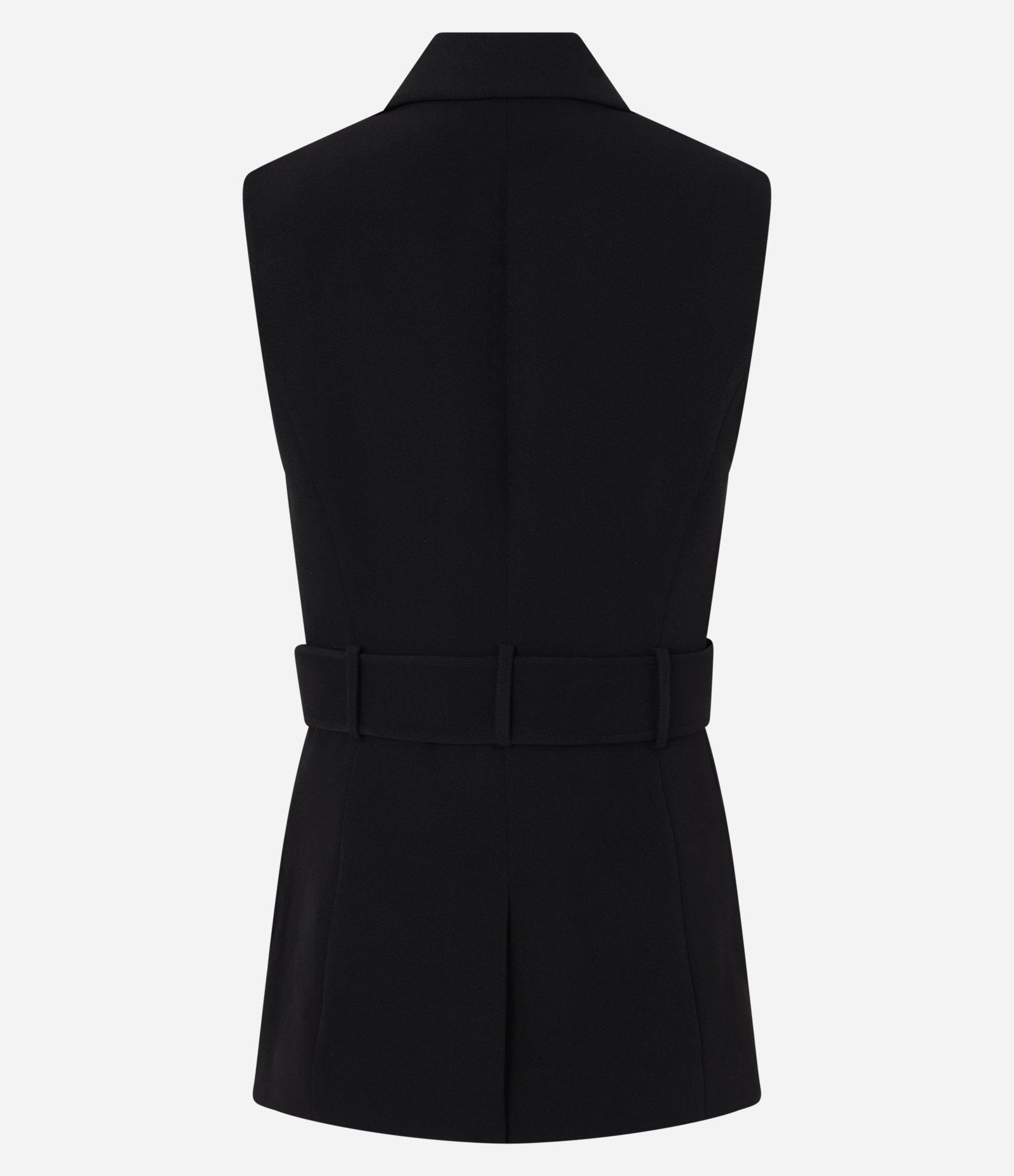 Colete em Crepe com Gola Blazer e Cinto Embutido Preto 7