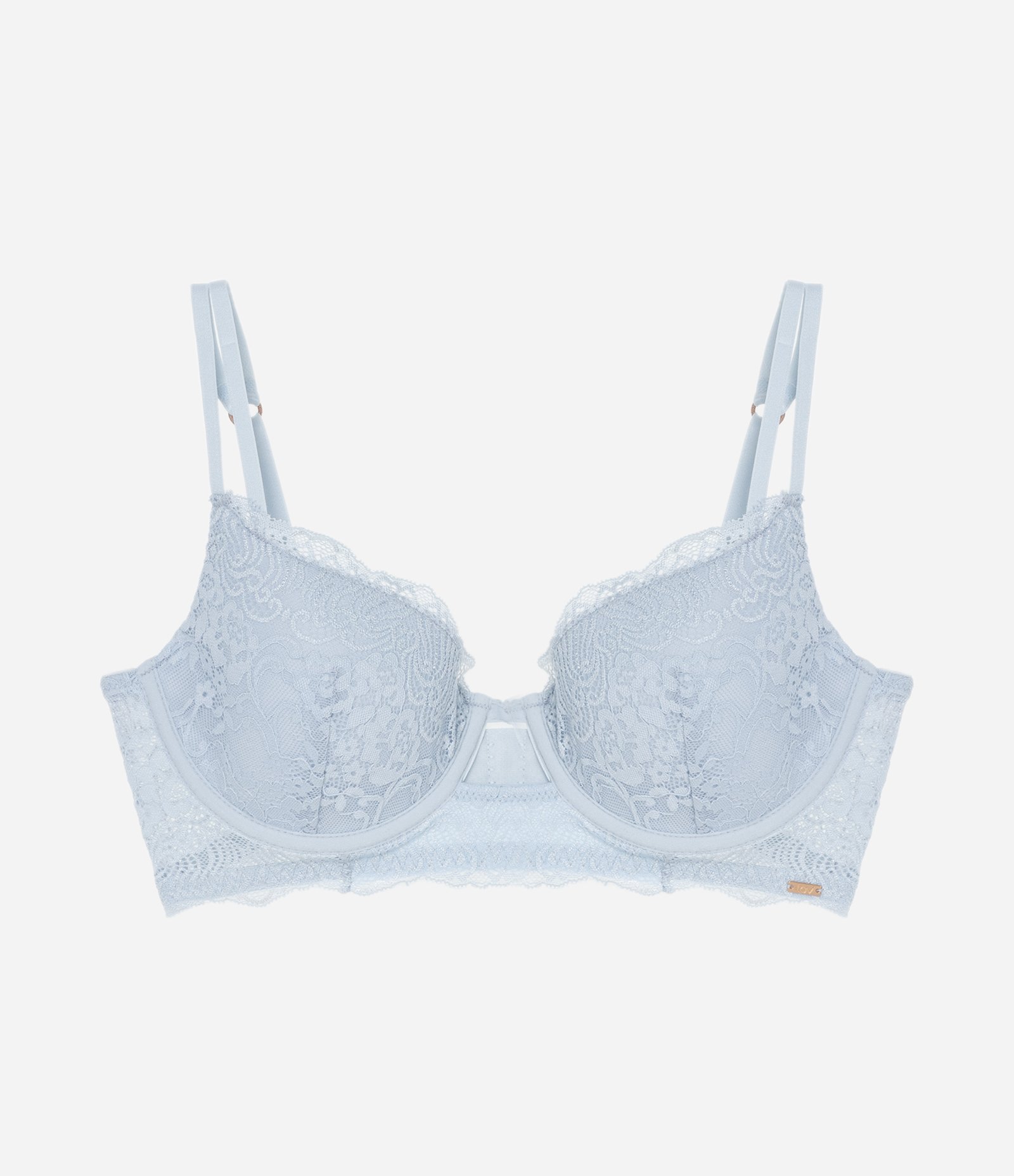 Sutiã Base com Bojo Oco e Detalhes de Renda Azul 5