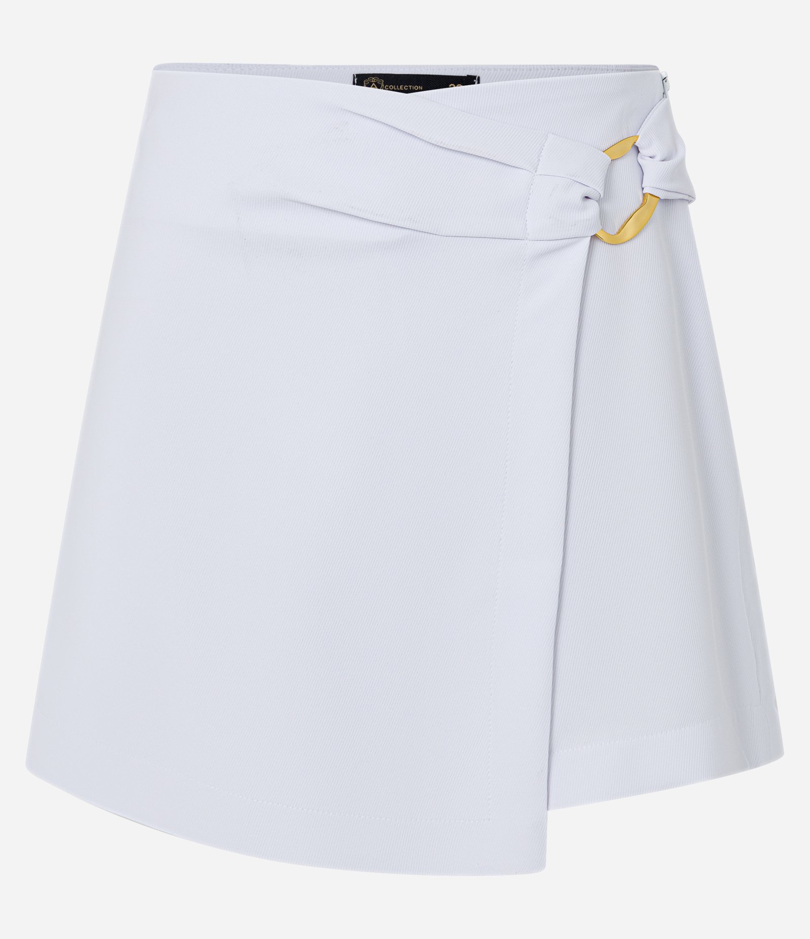 Short Saia Alfaiatado com Transpasse com Fivela Metalizada Bright White 5