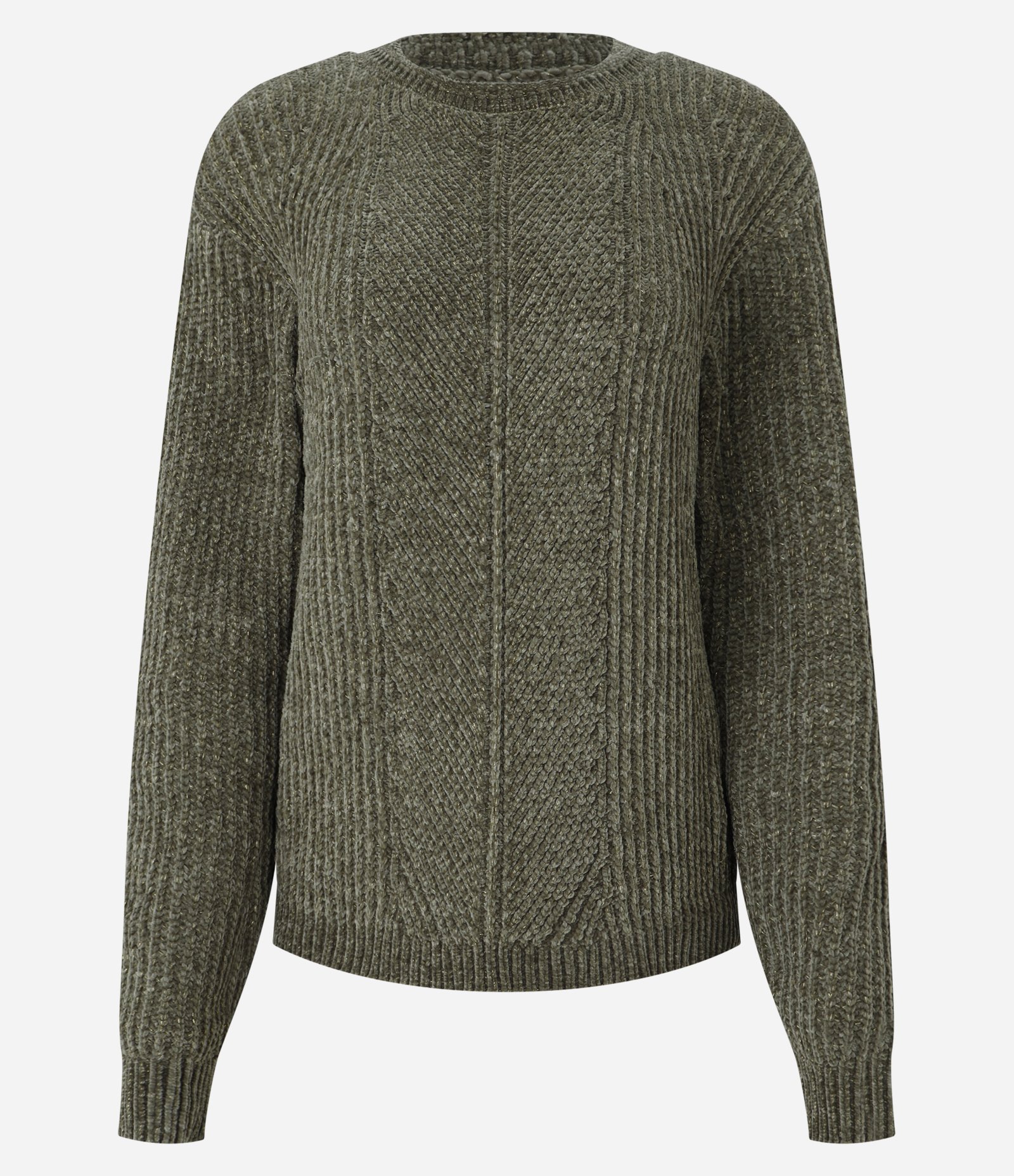 Suéter em Tricô com Textura e e Punho Canelado Verde 1