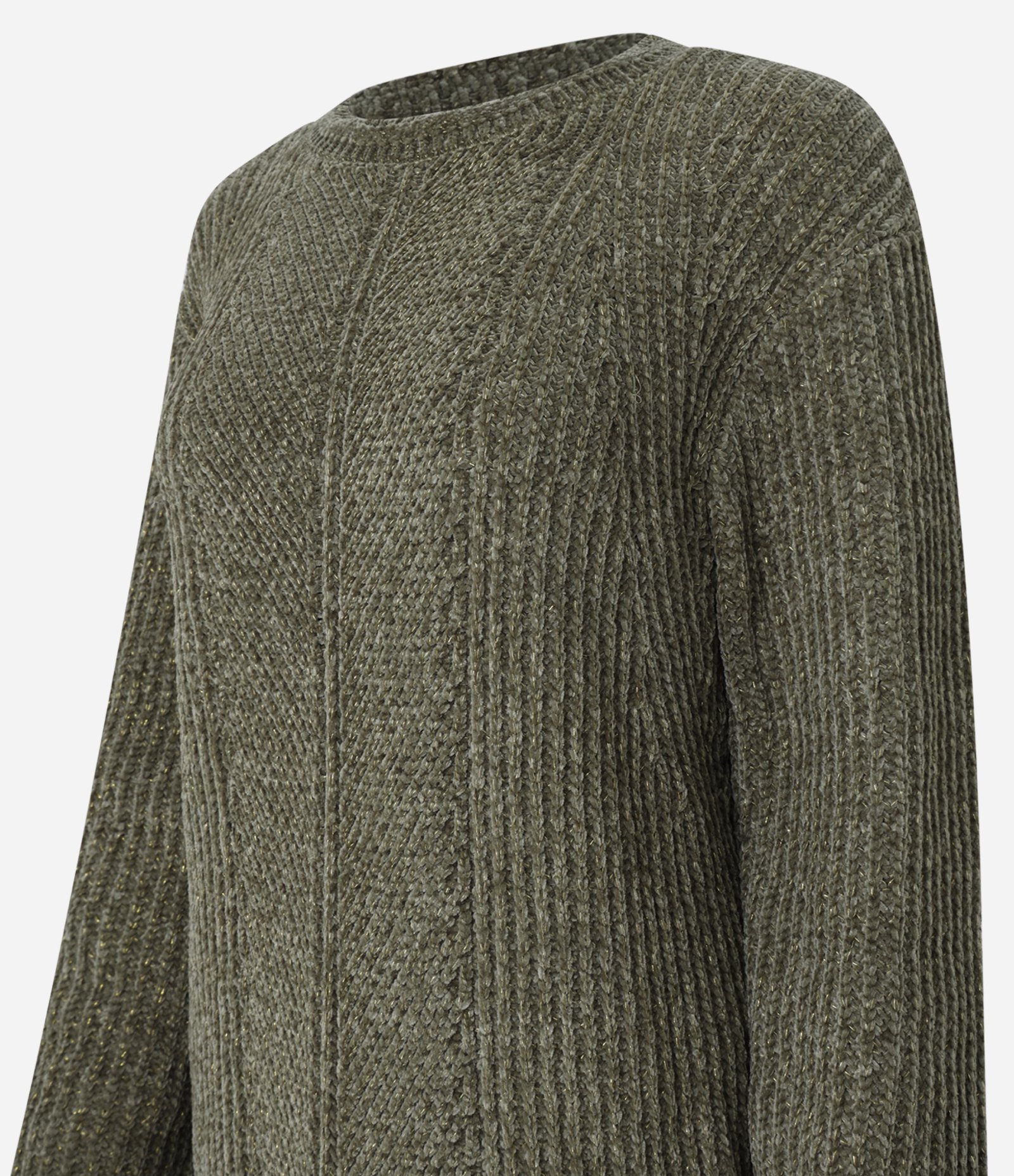 Suéter em Tricô com Textura e e Punho Canelado Verde 2