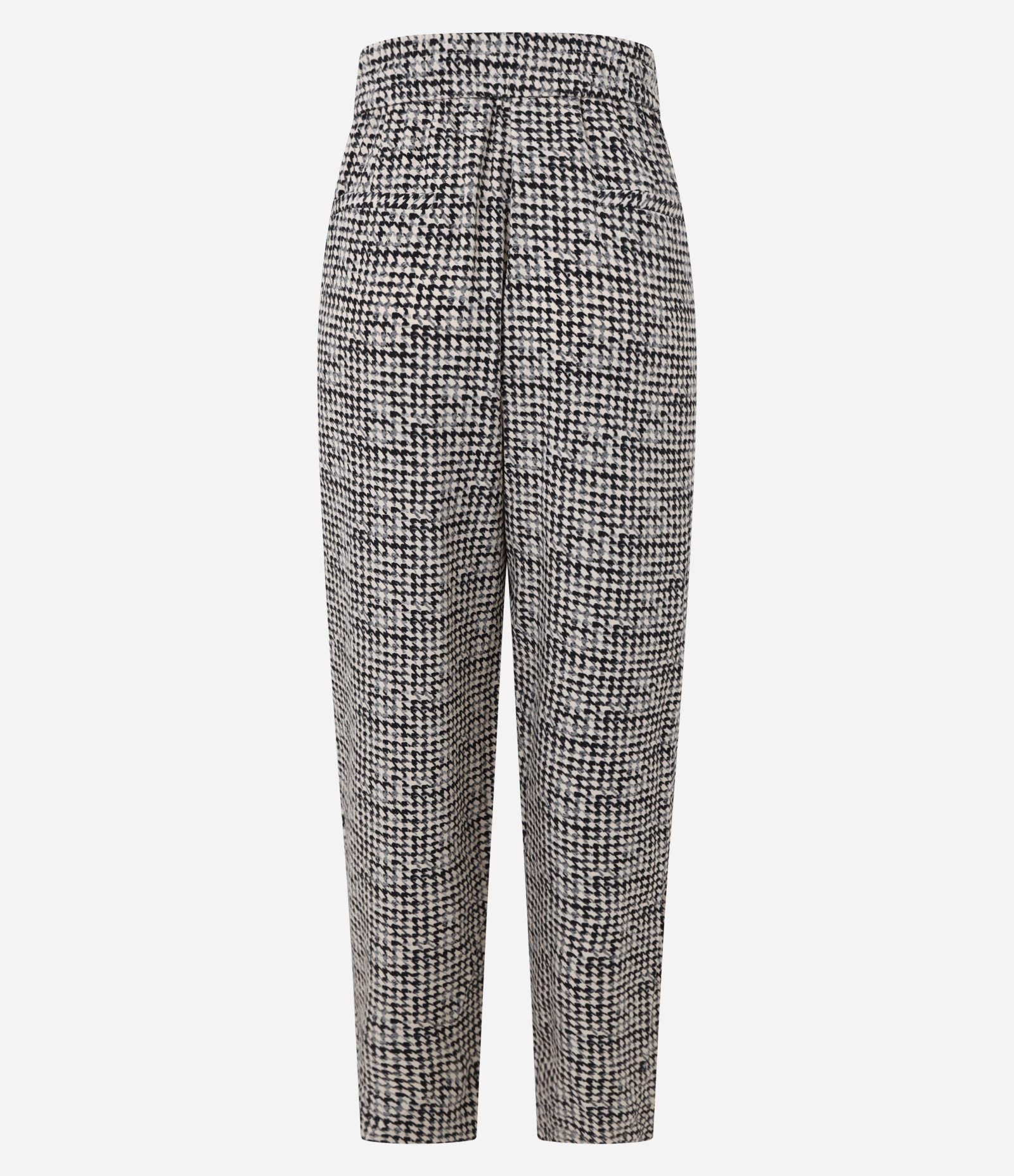 Calça Pijama Cintura Alta em Crepe Pied-de-Poule Preto/Bege 6