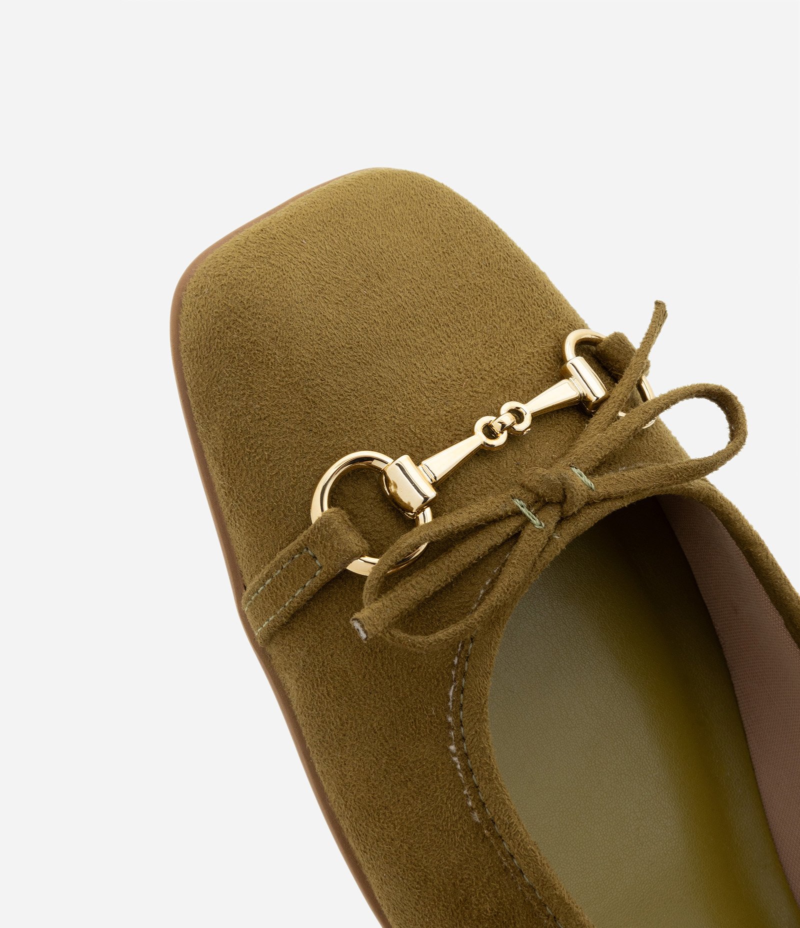 Sapatilha em PU com Laço no Bico Quadrado Verde 5