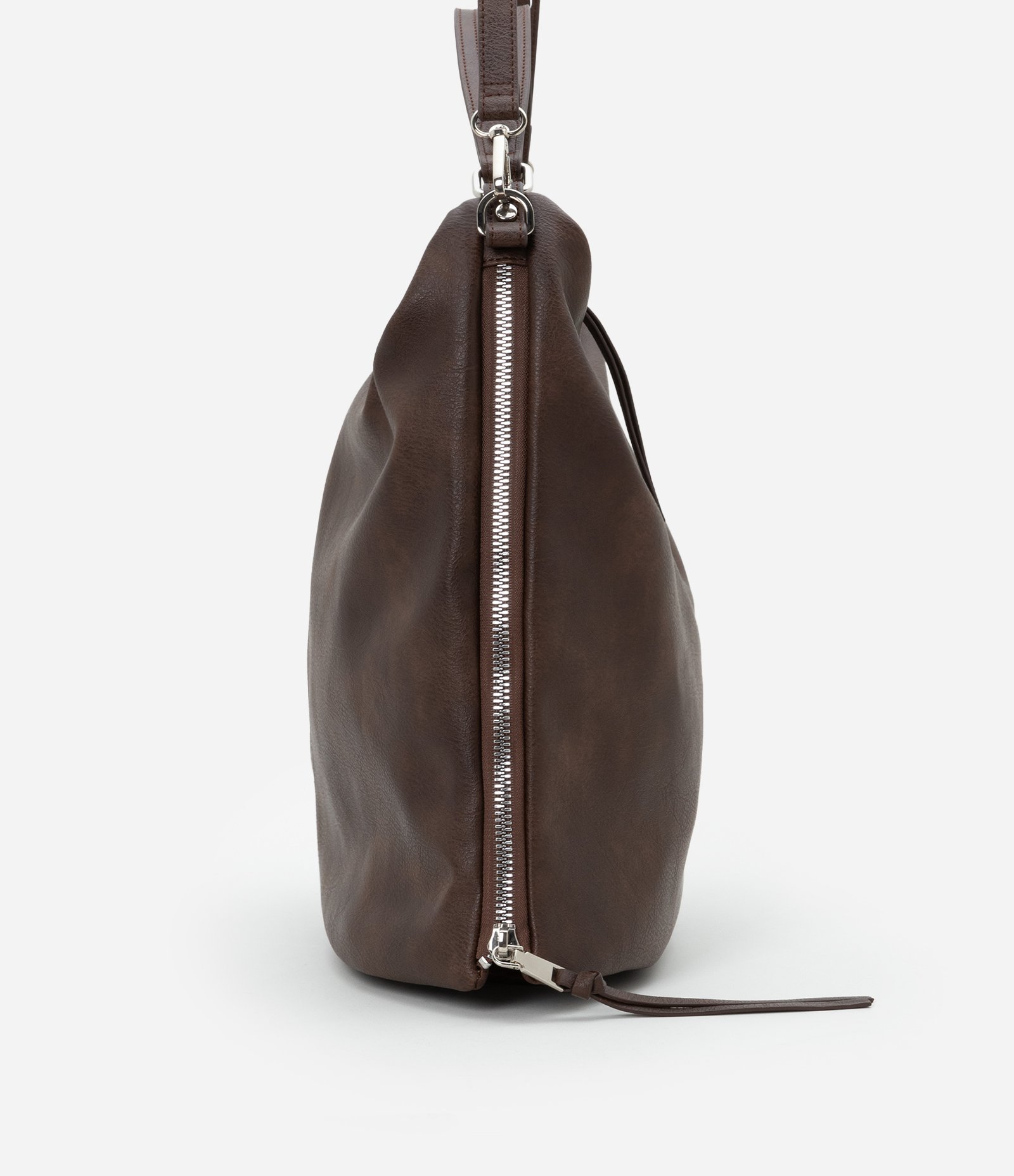 Bolsa Hobo Grande Desestruturada com Alças Duplas Marrom 3