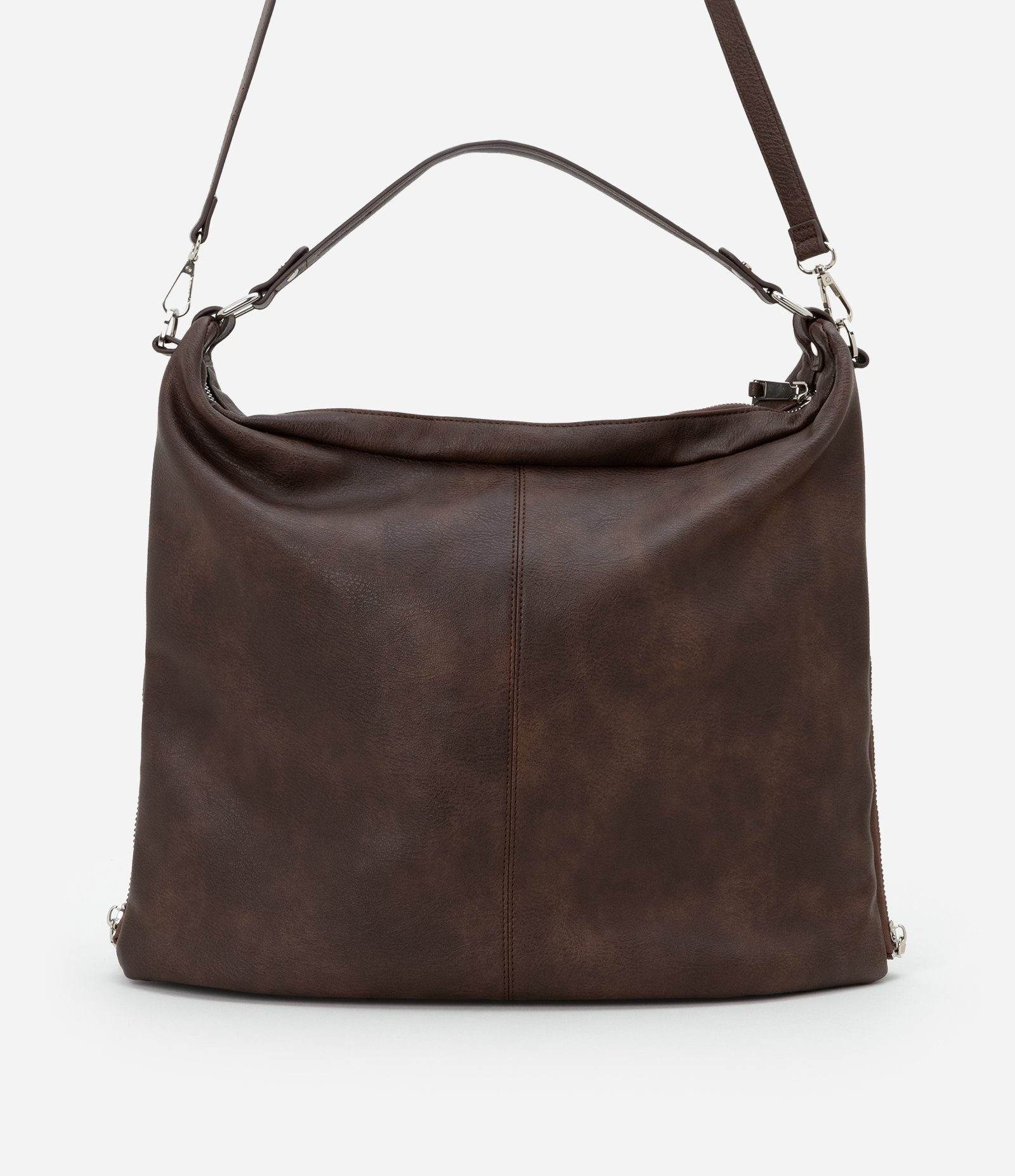 Bolsa Hobo Grande Desestruturada com Alças Duplas Marrom 4