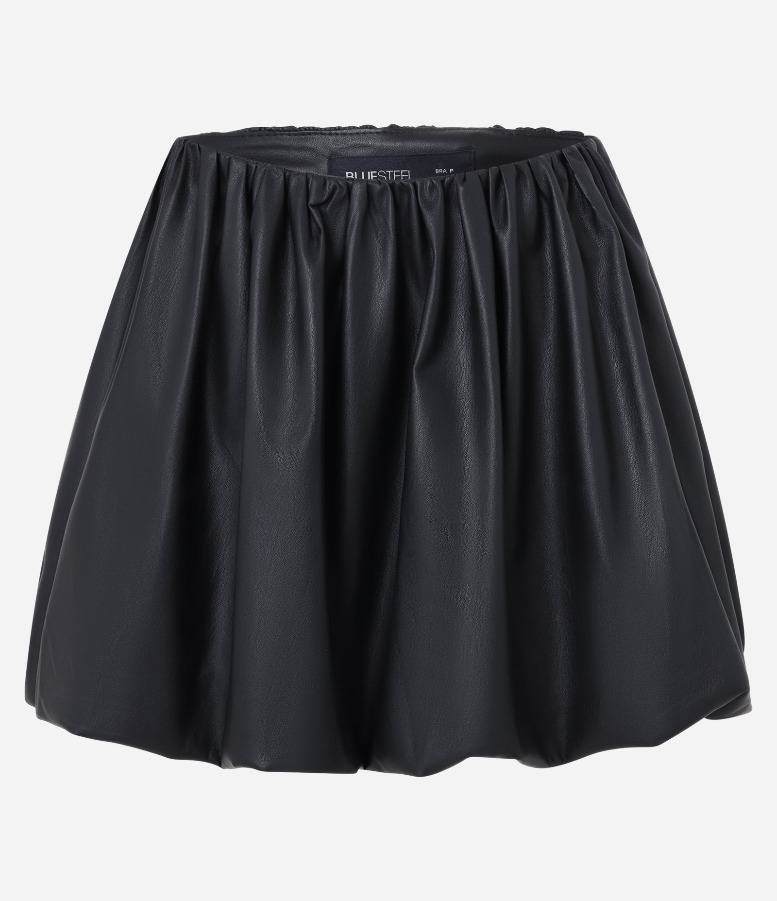 Saia Balonê Curta em Pu com Cós Limpo Preto 9