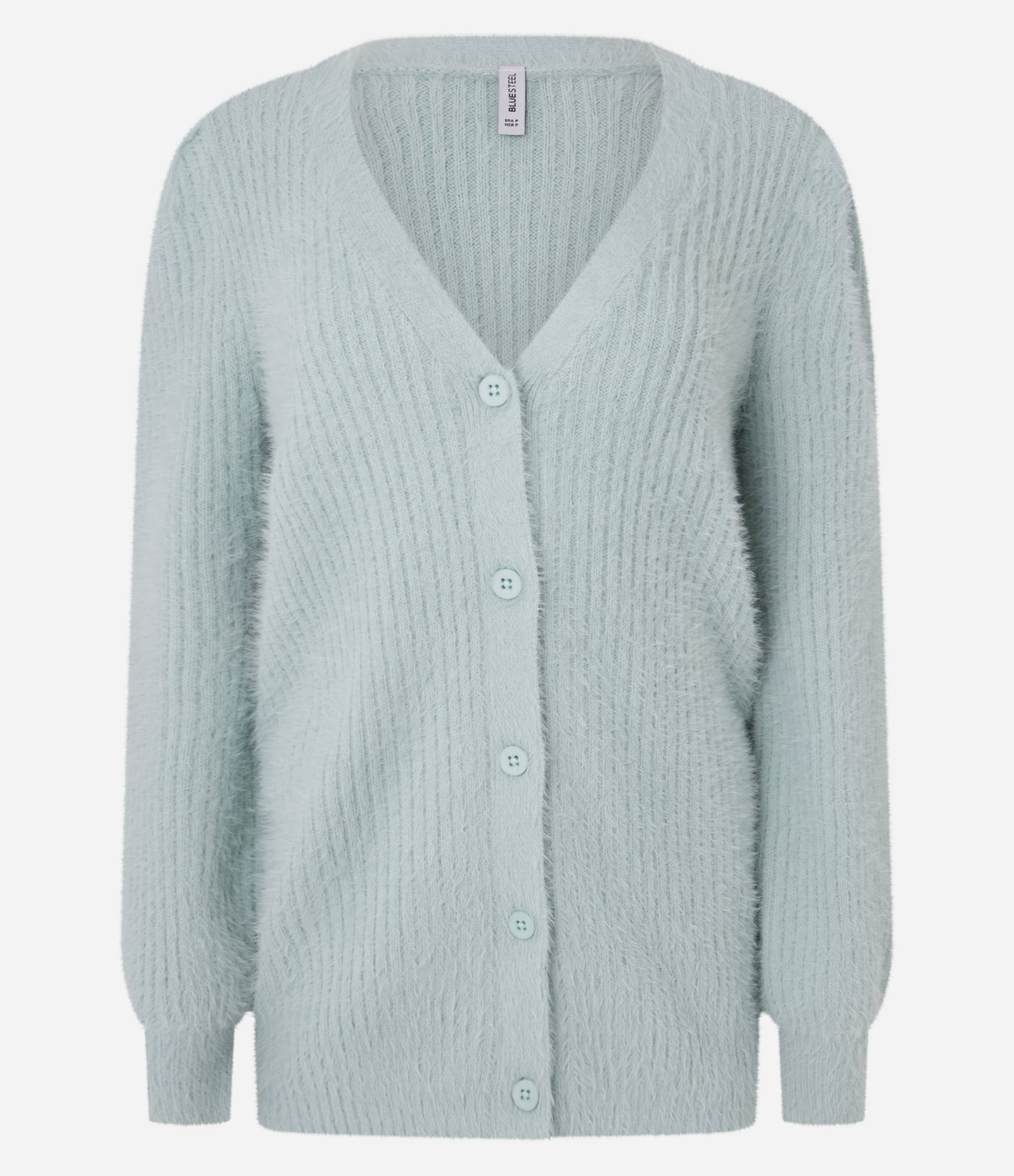 Cardigan Alongado em Tricô com Pelinhos e Punhos Canelados Verde 5