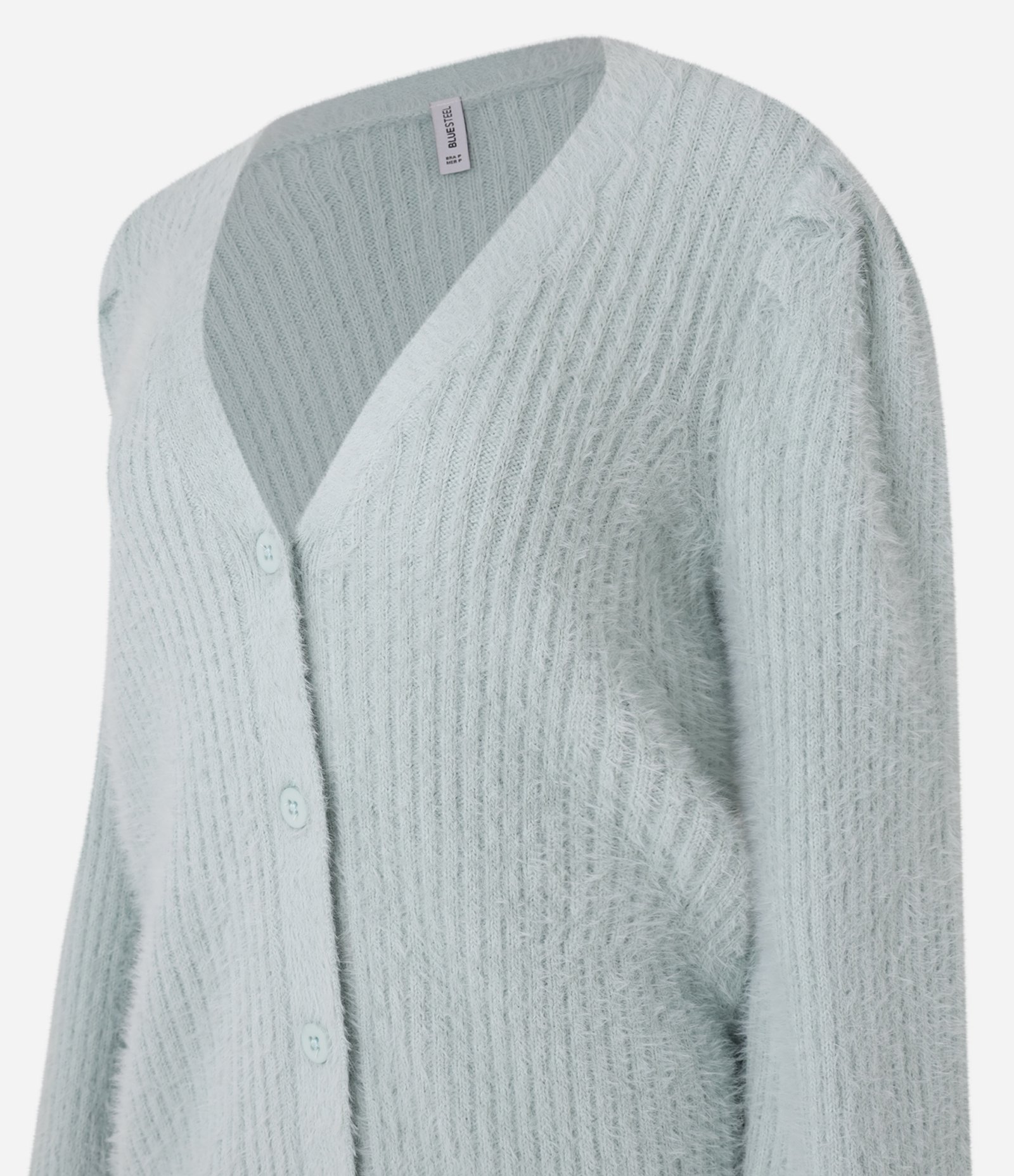 Cardigan Alongado em Tricô com Pelinhos e Punhos Canelados Verde 6