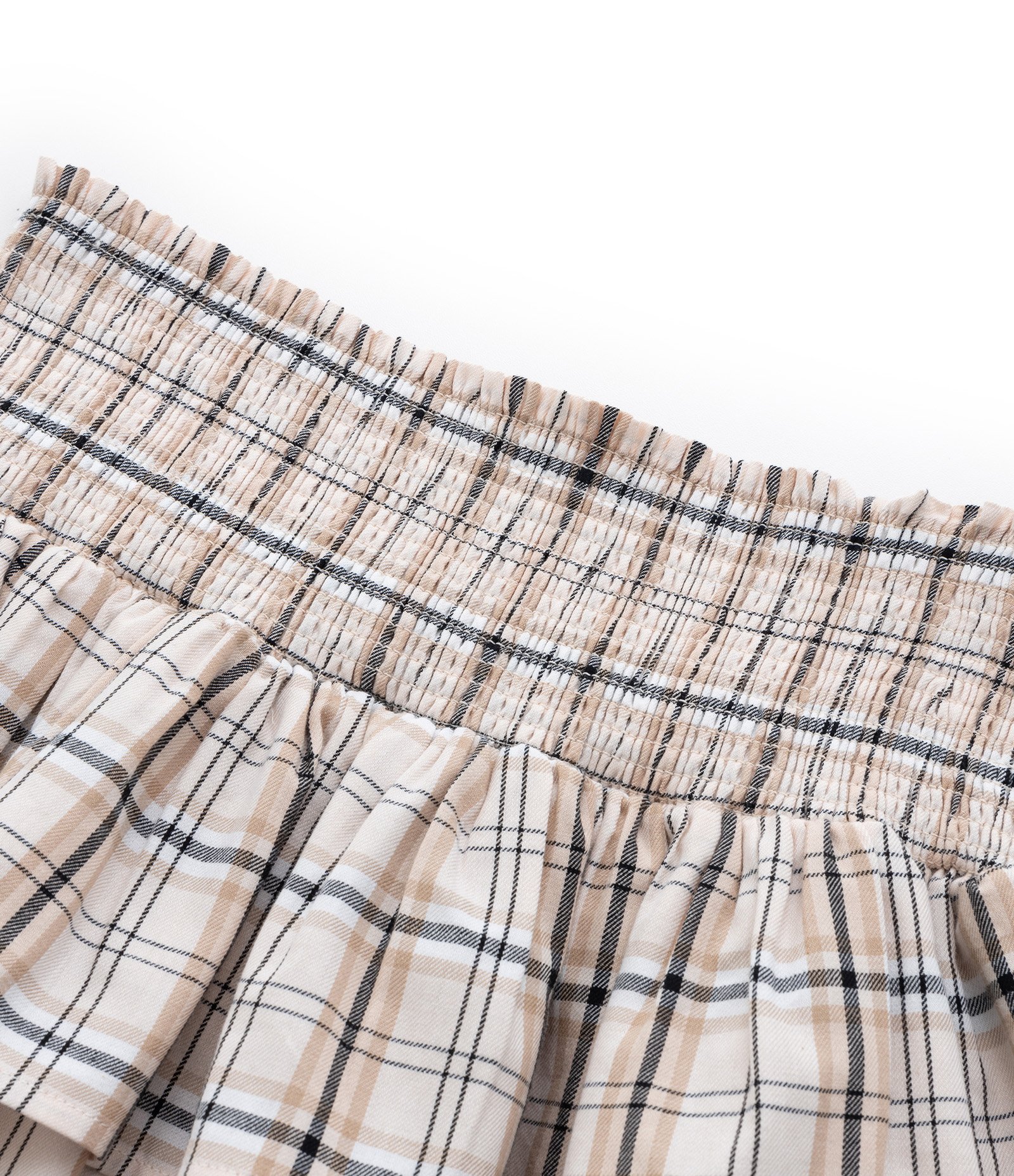 Saia Infantil com Camadas e Estampa Xadrez - Tam 5 a 14 Anos Bege 4