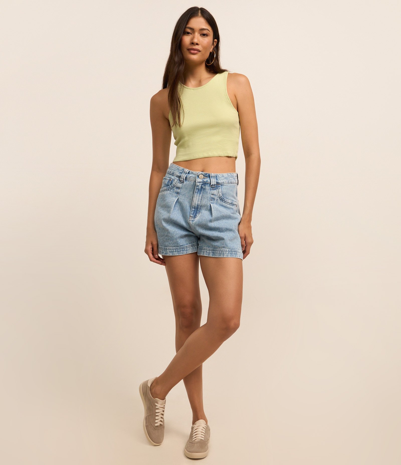 Blusa Cropped sem Manga em Algodão com Textura Canelada 2