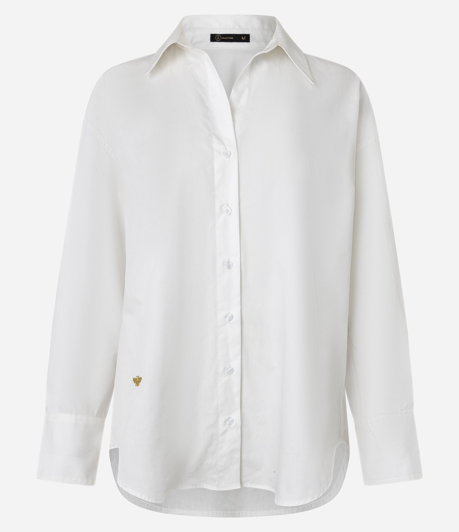 Camisa Ampla em Tricoline com Bordado Abelha Branco Neve 5