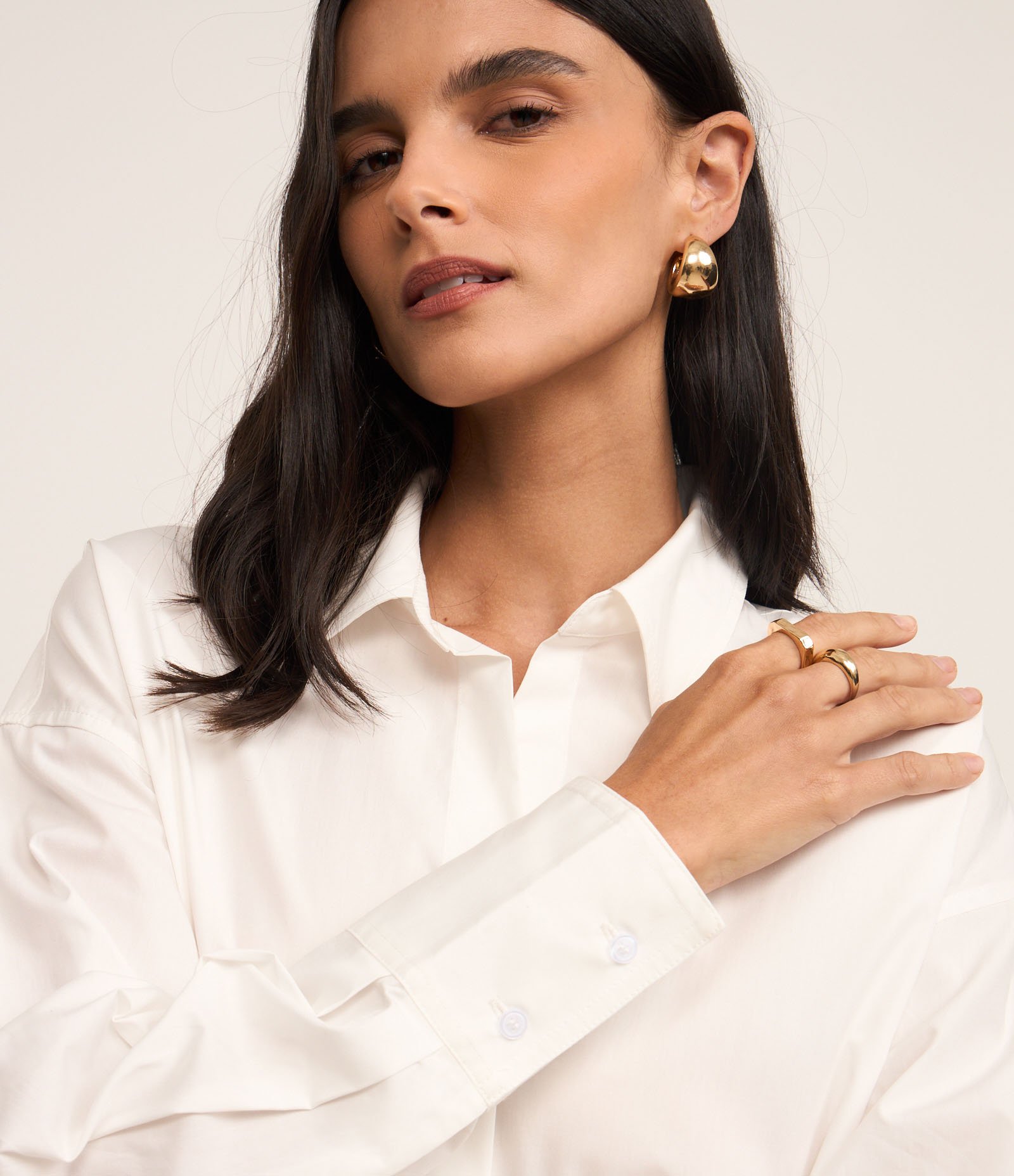 Camisa Ampla em Tricoline com Bordado Abelha Branco Neve 3